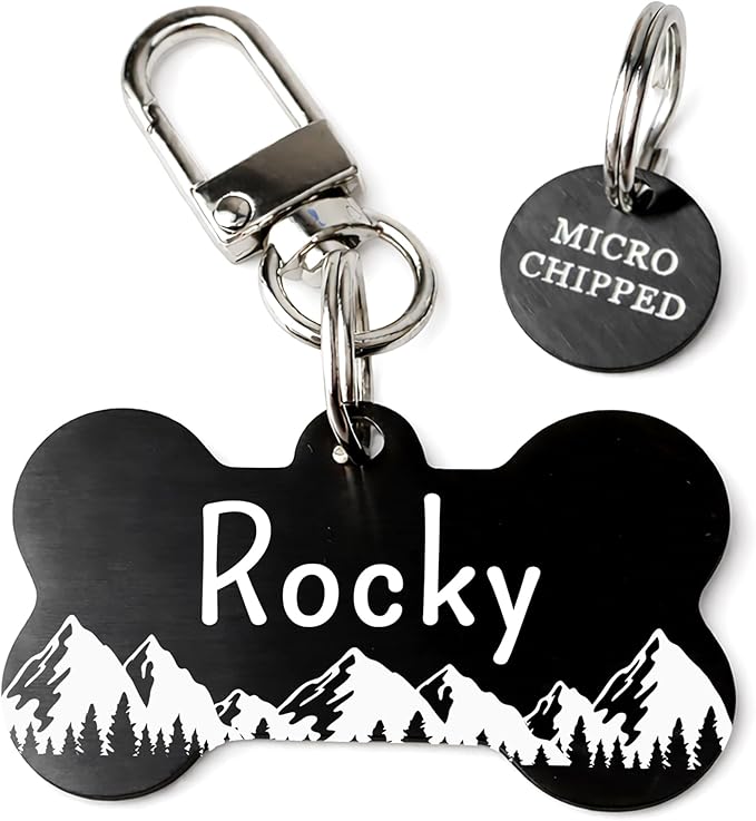 Ultra Joys Custom Dog Tag Personalized Pet Name Tag - Large Bone Mountain