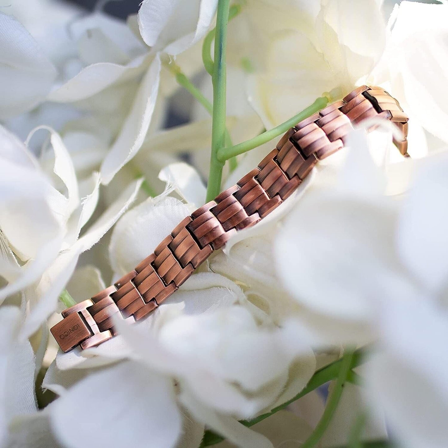 HOLVIST Magnetic Bracelet for Men and Women 4000 Gauss | Adjustable Length, Sizing Tool and Gift Box (Copper)