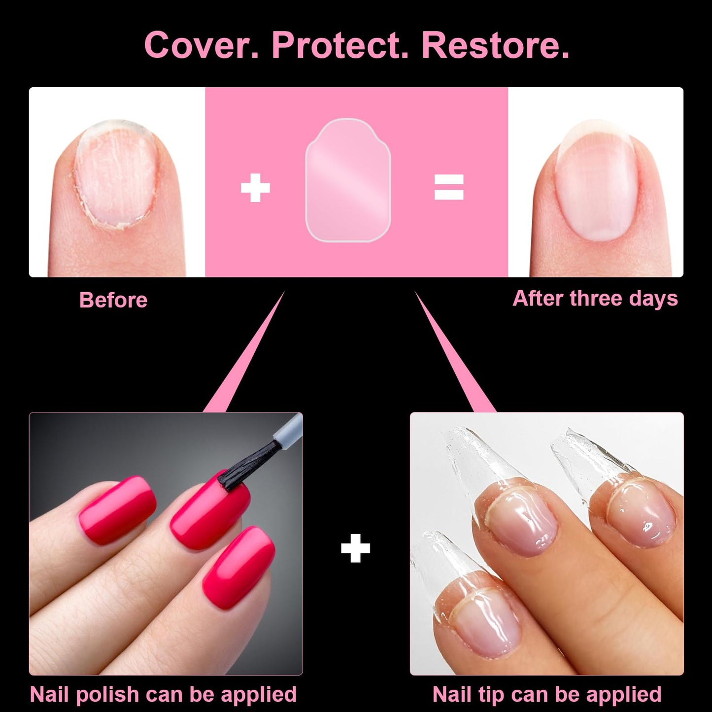 Nail Repair Patches for Damaged Nails - 6 Sizes Clear Nail Shaped Repair Sheets, Fixation & Isolation Layer, Protective Layer for Acrylic, Invisible Instant and Easy to Use 26 Pcs (590 units)
