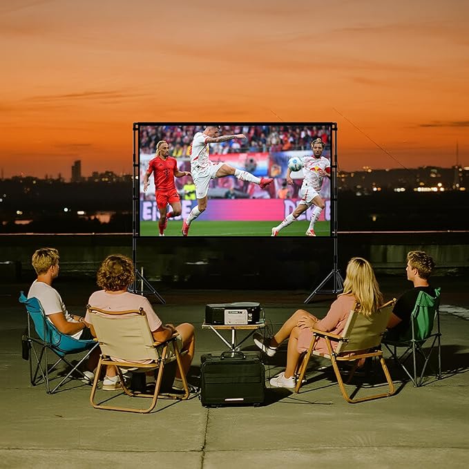 TOWOND Projector Screen with Stand, 84 inch Outdoor Projector Screen Portable Indoor Projection Screen 16:9 4K Rear Front Movie Screen with Carry Bag for Home Backyard Theater