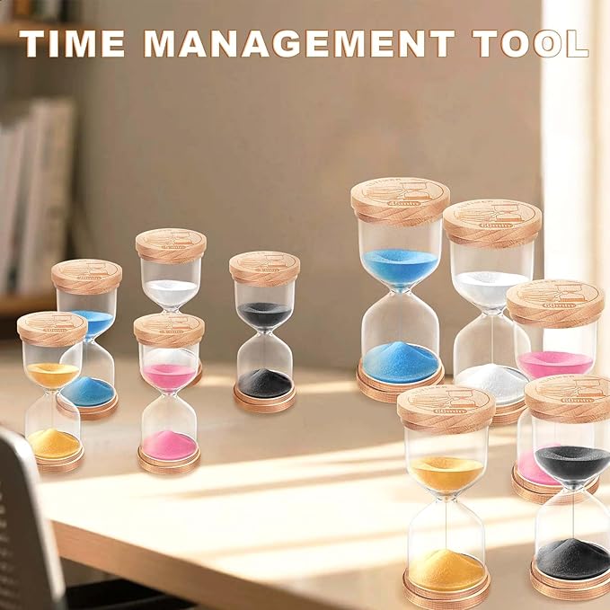 Sand Timer 15 Minute, Wooden Sand Clock, Small Hourglass Hour Glass, White Sandglass 15 Min for Classroom, Game, Desktop Office Decorative (White)