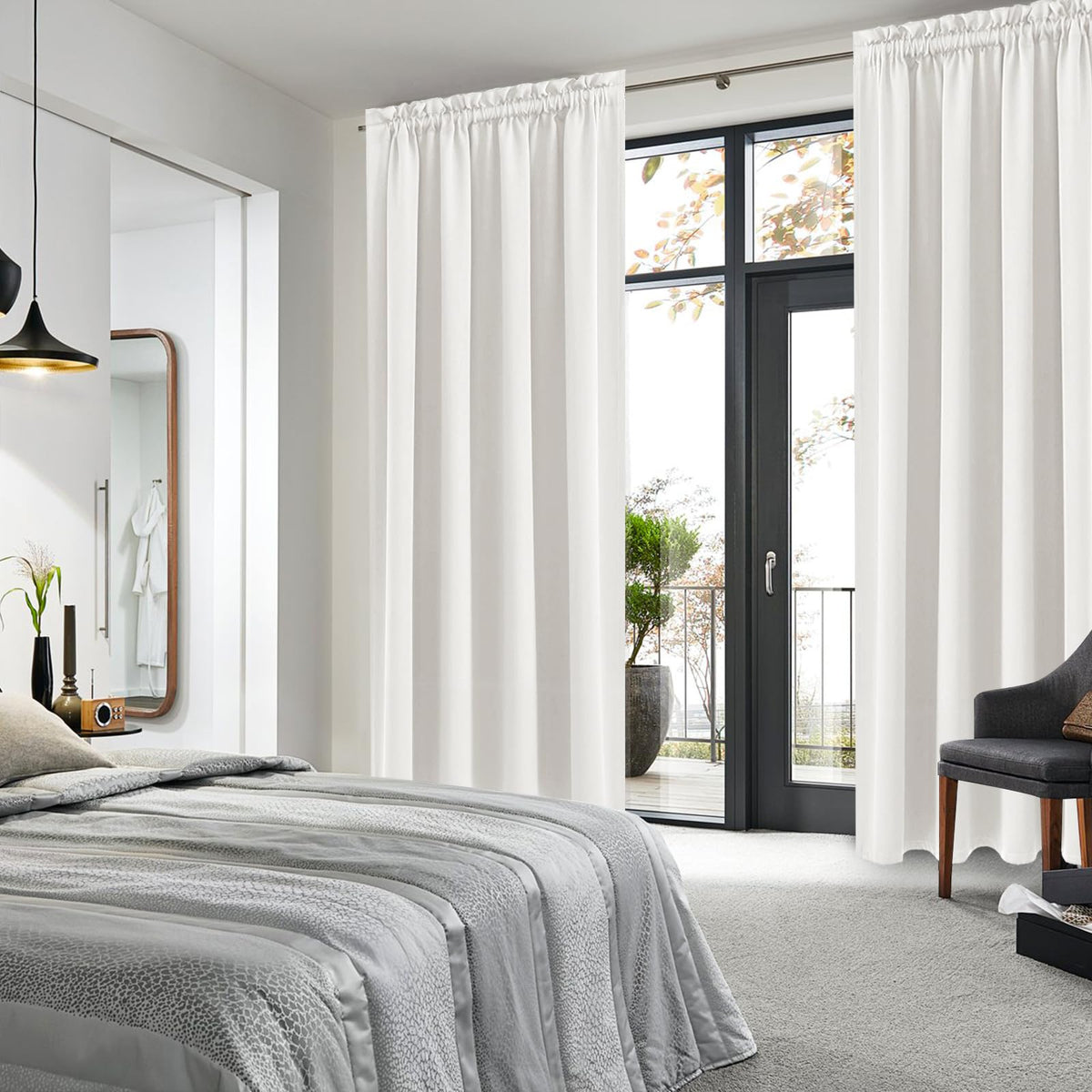 Blackout Curtains for Bedroom Living Room 52 x 84 Inch Long Ivory
