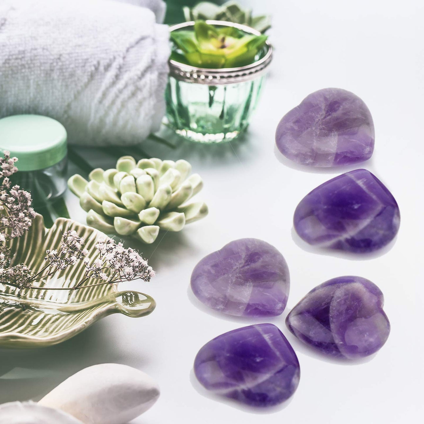 Marrywindix 15 Packs 0.8 Inch Healing Crystal Natural Heart Love Carved Palm Worry Stone Chakra Reiki Balancing