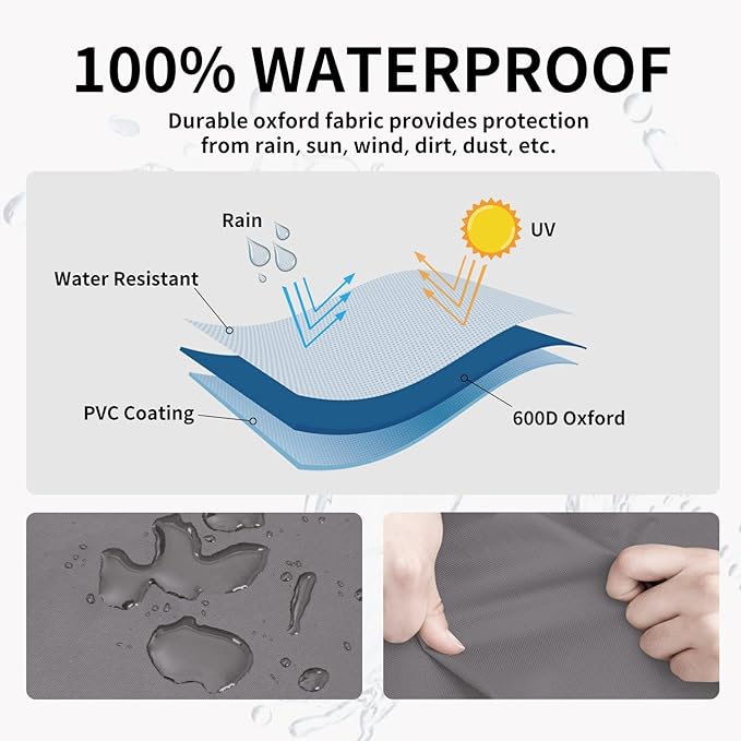 Easy-Going Heavy Duty 600D Outdoor Daybed Cover 92 Inch UV Resistant Patio Round Sofa Cover Waterproof Outdoor Canopy Daybed Sofa Cover with Air Vent 92" Dia x 35"/18" H, Grey