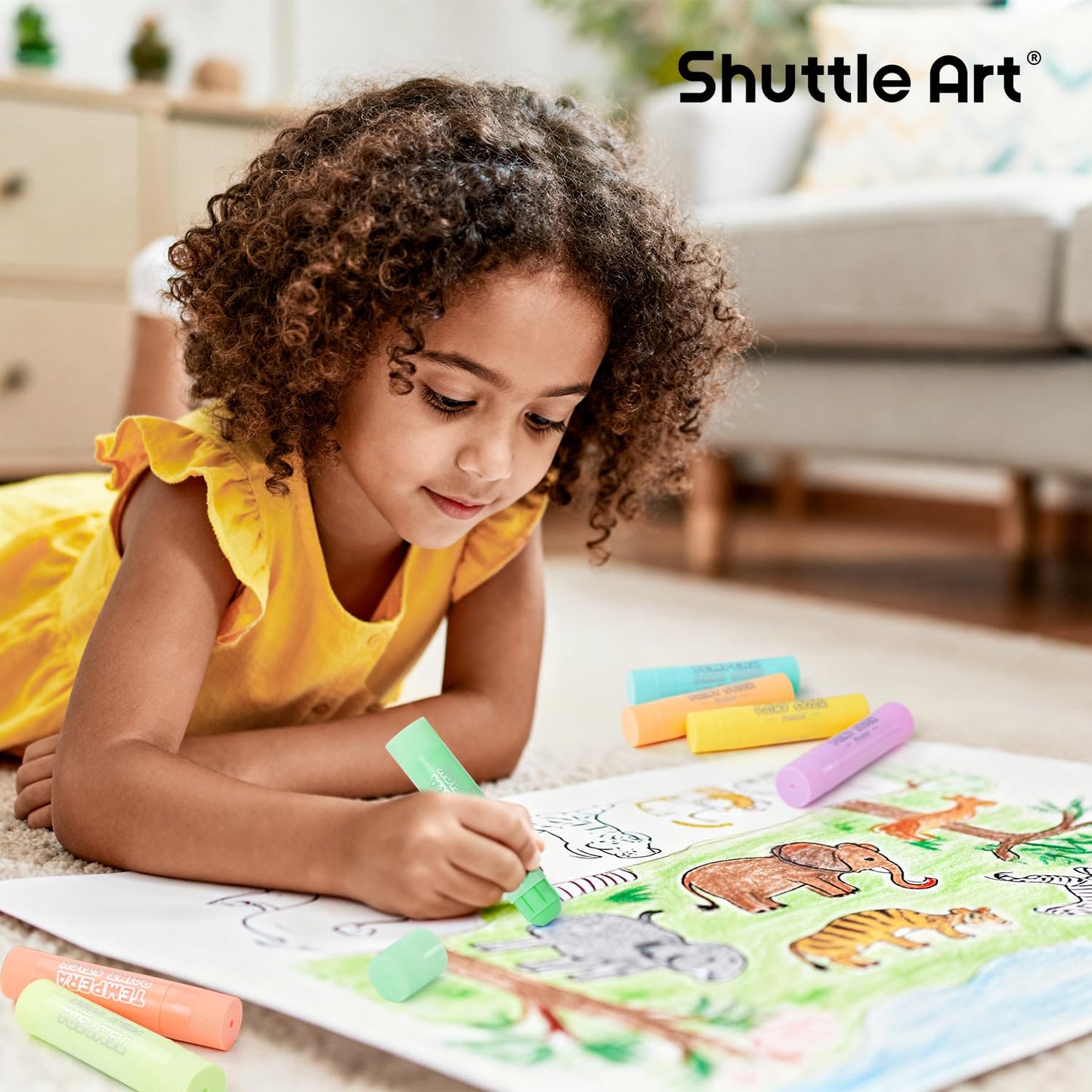 Shuttle Art Tempera Paint Sticks, 20 Pastel Colors, Solid Tempera Paint for Kids, Super Quick Drying, Works Great on Paper Wood Glass Ceramic Canvas