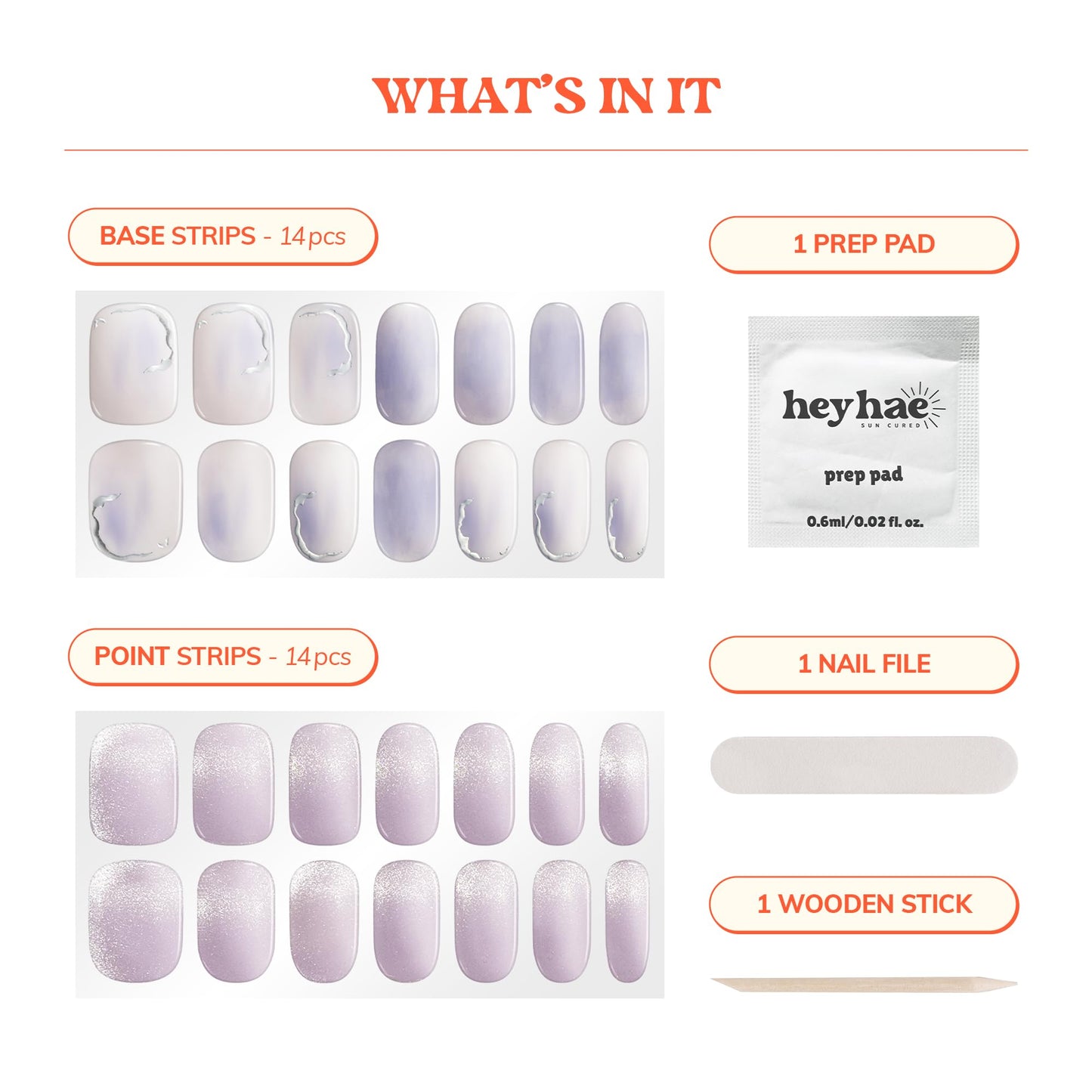 Heyhae Semi Cured Gel Nail Strips | No LED Lamp Needed | Glitter, Purple, Spring | Easy Apply & Remove, Salon Quality |Includes 28 Strips, 1 Prep Pads, Nail File & Wooden stick - Hey, 7 A.M. Tomorrow?
