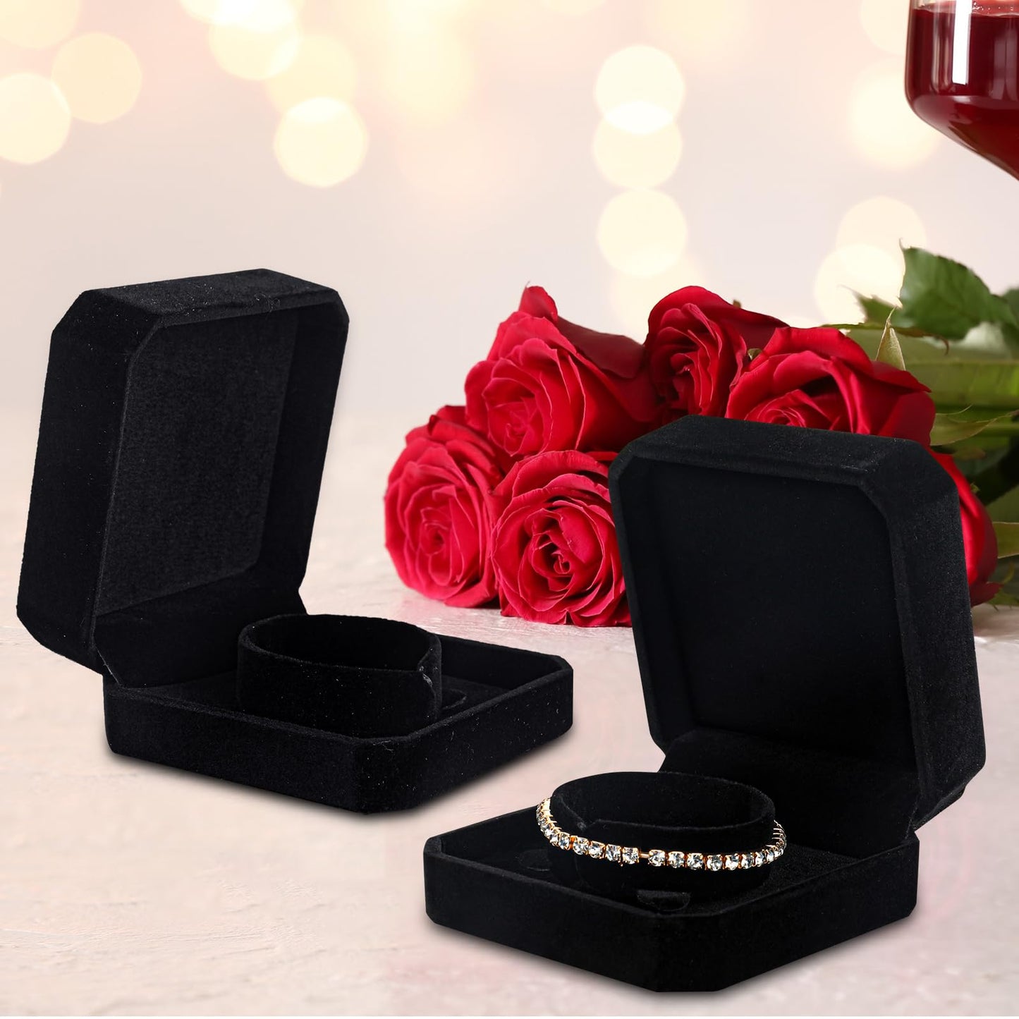 Ecation 12 Pcs Velvet Bracelet Box Classic Black Bracelet Gift Box Case for Jewelry Gift Storage Bangle Organizer Holder for Wedding Engagement Proposal Birthday Anniversary Jewelry Display
