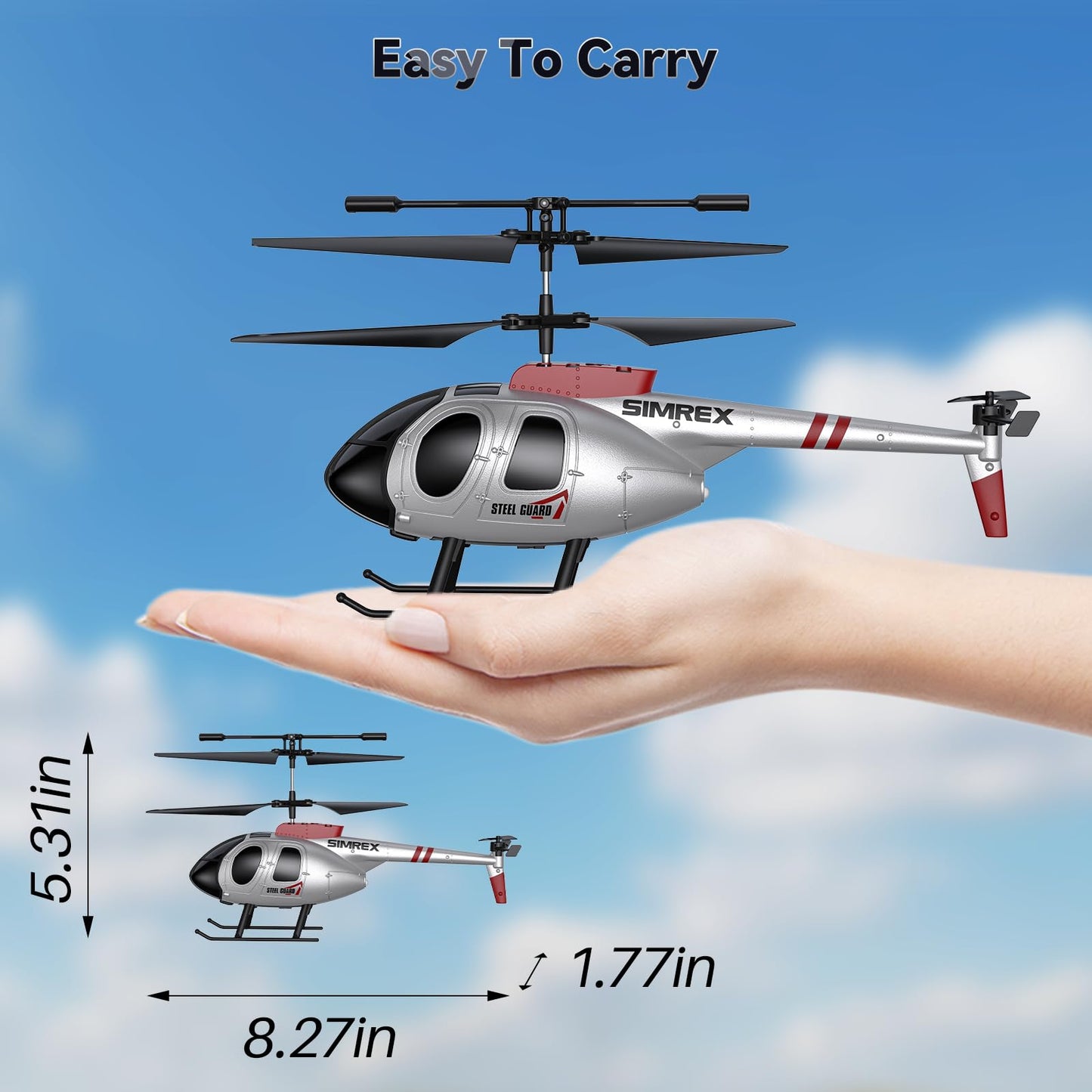 SIMREX RC Helicopter Toy for Kids & Beginners – Altitude Hold, 2 Speeds, Rechargeable with 2 Batteries, Indoor/Outdoor Hands-on Play, Ideal Gift for Boys Girls