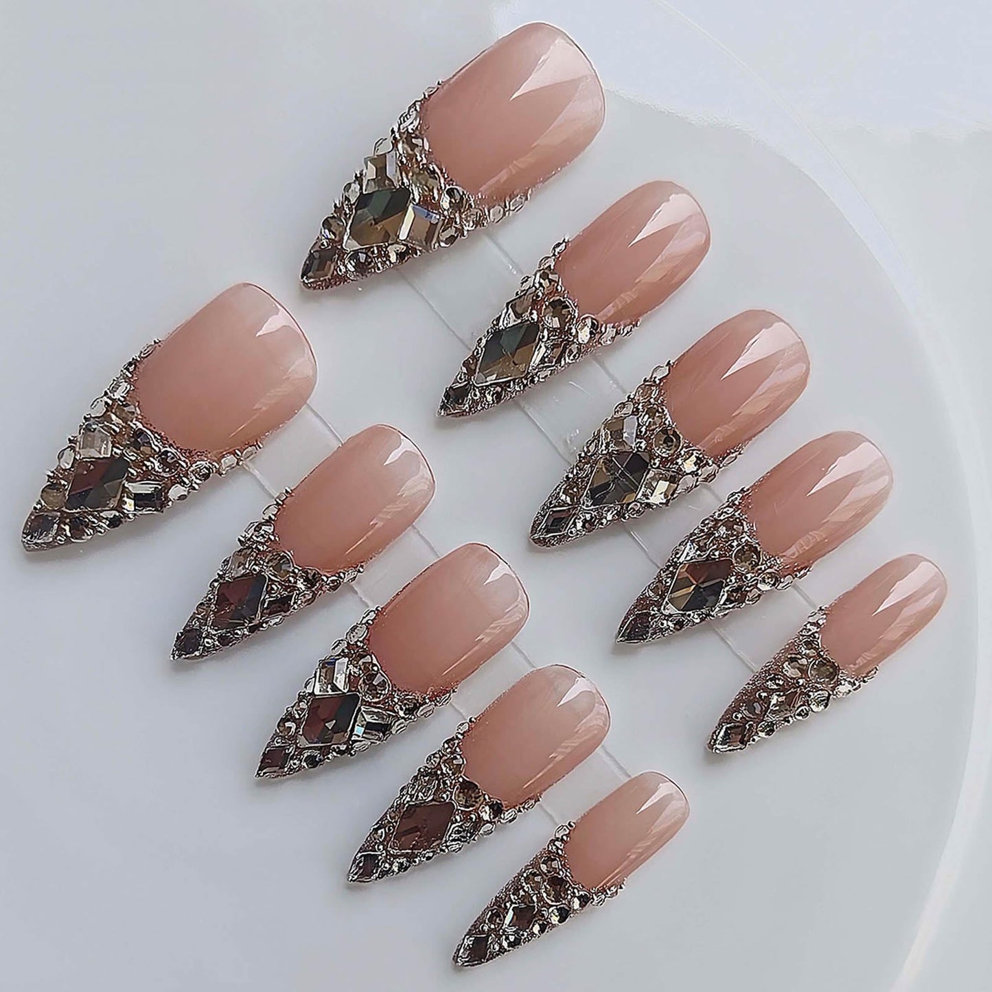 Gleamrain Long Almond Press on Nials Handmade Press on False Nails M Size - 10Pcs - Gleamrain Design 803