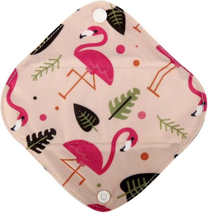 5 Cloth Menstrual Pads 1 Wet Bag XS Panty Liners Reusable Washable (Silver Foliage, XS Panty Liners)