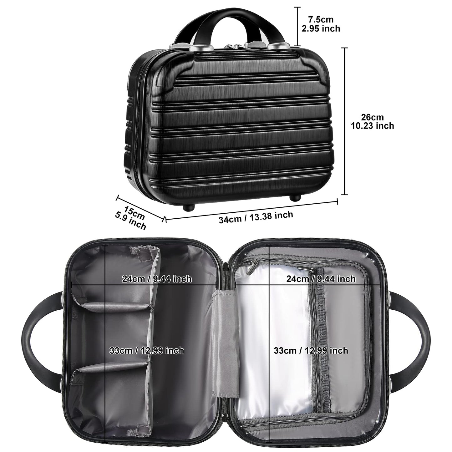 14-Inch Makeup Train Case Hardshell PC+ABS Travel Cosmetic Organizer, Makeup Storage Box for Toiletry Durable Portable Gifts for Women.