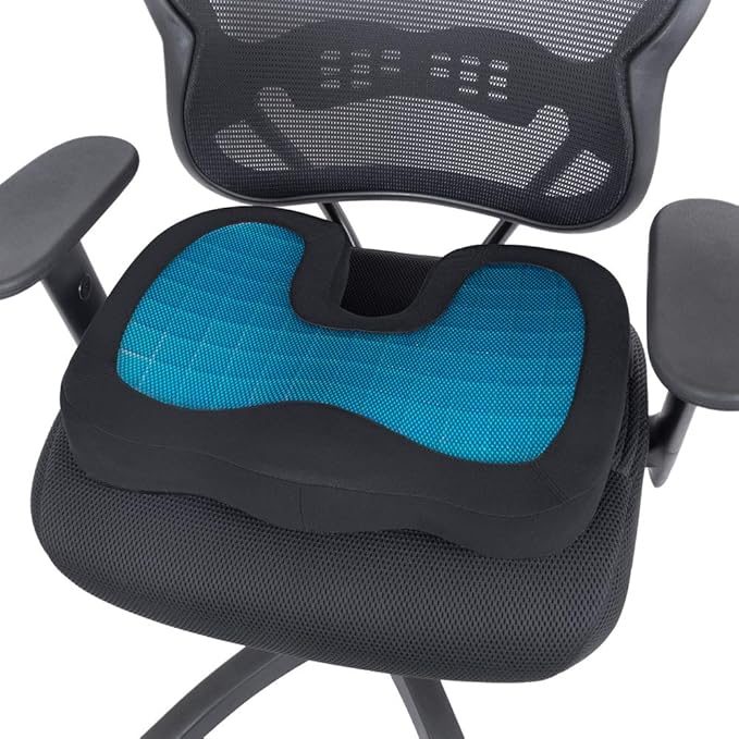 Motor Trend Cooling Car Seat Cushion with Memory Foam, Made with Orthopedic Gel for Maximum Coccyx Comfort & Back Pain Relief, Ideal Office Chair Cushion