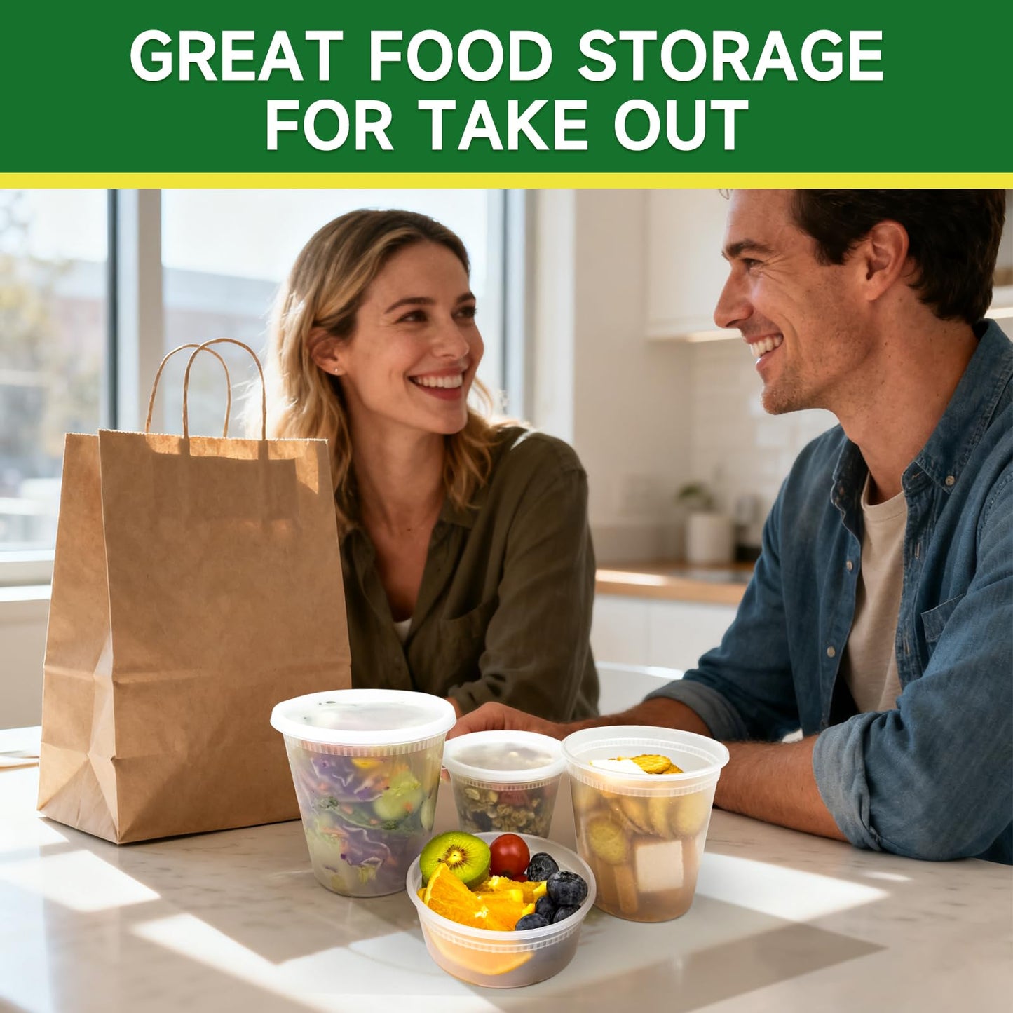 Dealusy 50 Set 32 oz Deli Containers with Lids, Leak-Proof BPA Free Plastic Take Out Bowls, Food Storage Containers for Takeout Meal Prep Storage, Freezer, Microwave & Dishwasher Safe