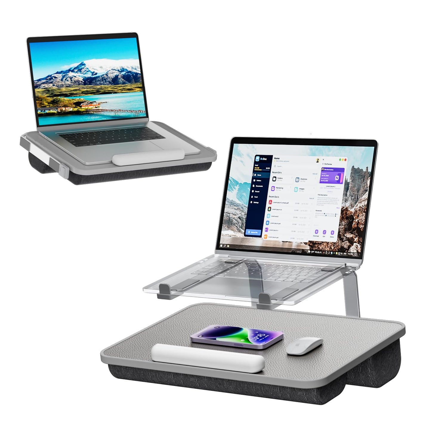Lap Desk for Laptop, Elevated Laptop Stand for Bed, Fits up to 15.6" Laptops & MacBook, Lightweight Lap Desks for Adults with Comfortable Cushion for Bed & Couch