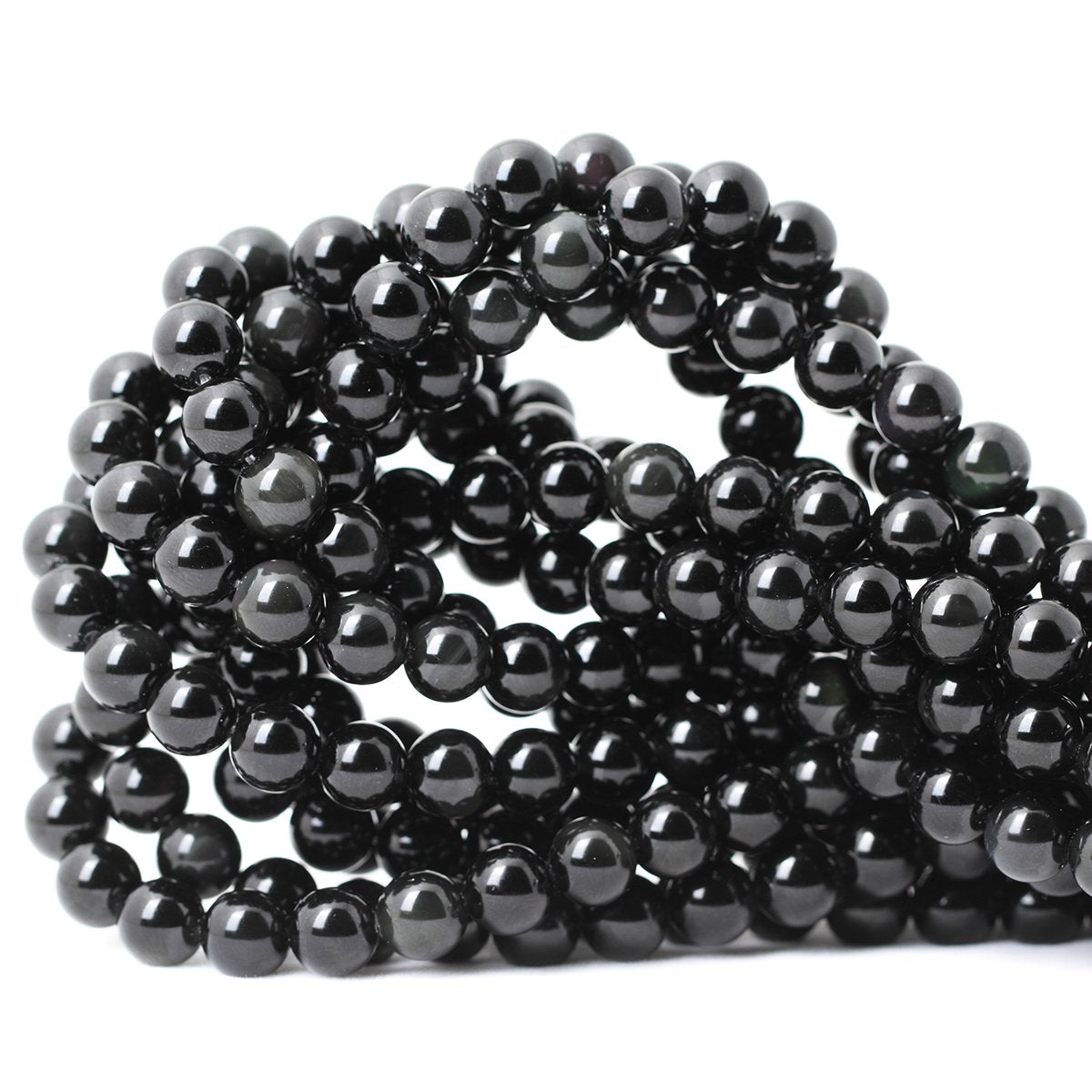 CHEAVIAN 45PCS 8mm Natural Black Obsidian Gemstone Round Loose Beads Crystal Energy Stone Healing Power for DIY Jewelry Making 1 Strand 15"