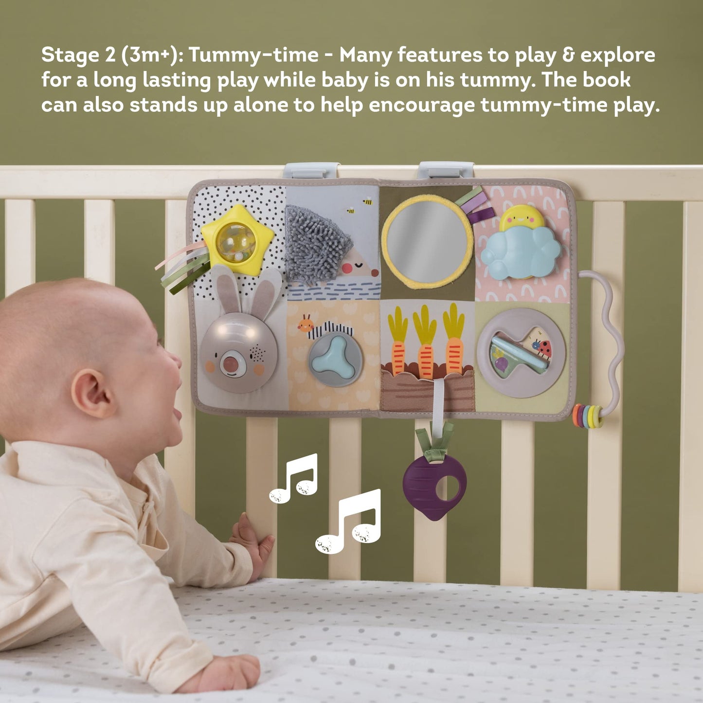 Taf Toys Newborns & Toddlers Busy Board with Music & Lights 13 Montessori Activities Baby Safe Mirror, 3D Activities, Textures & a Baby Teether Develops Motor Skills, Senses & Eye Hand Coordination