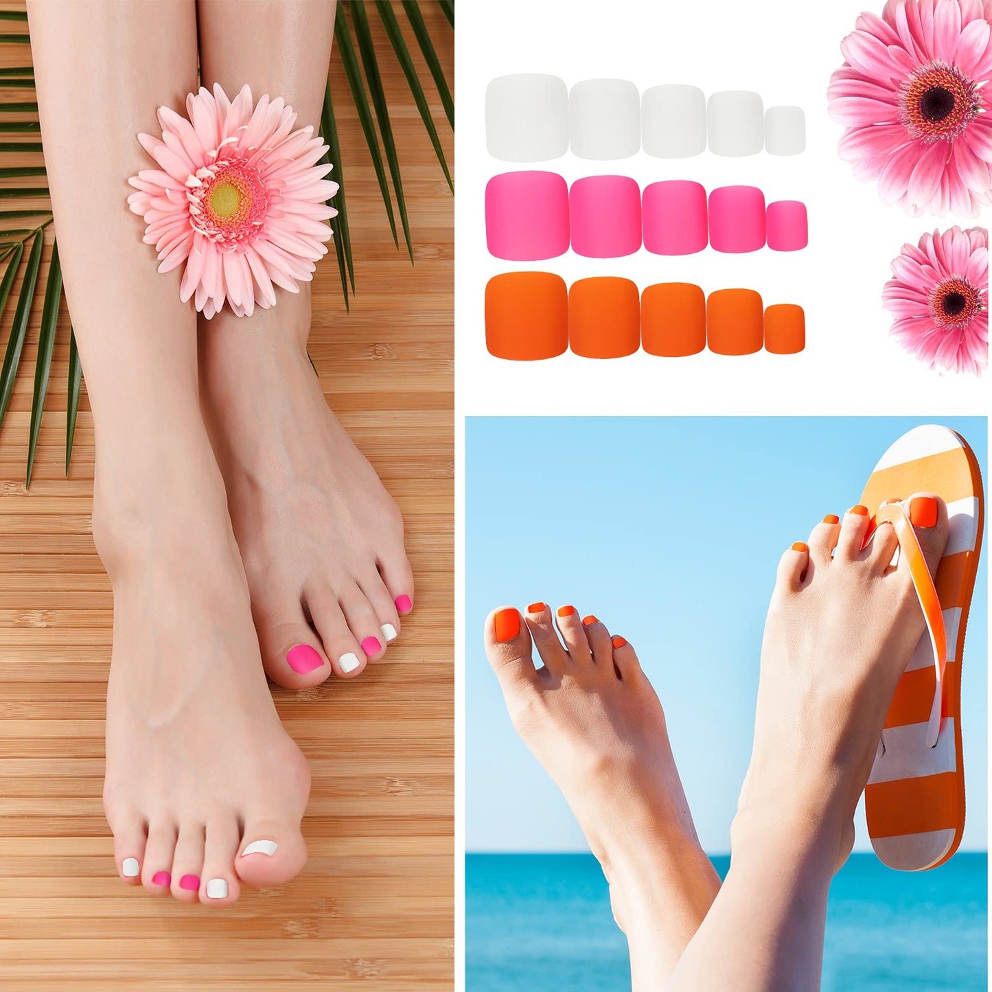 Maitys 336 Pieces 12 Sets Toenail Press on Fake Toe Nails Short Square False Glue on Solid Color Full Cover Press Nails Matte Fake Toenails for Women(Fresh Colors)