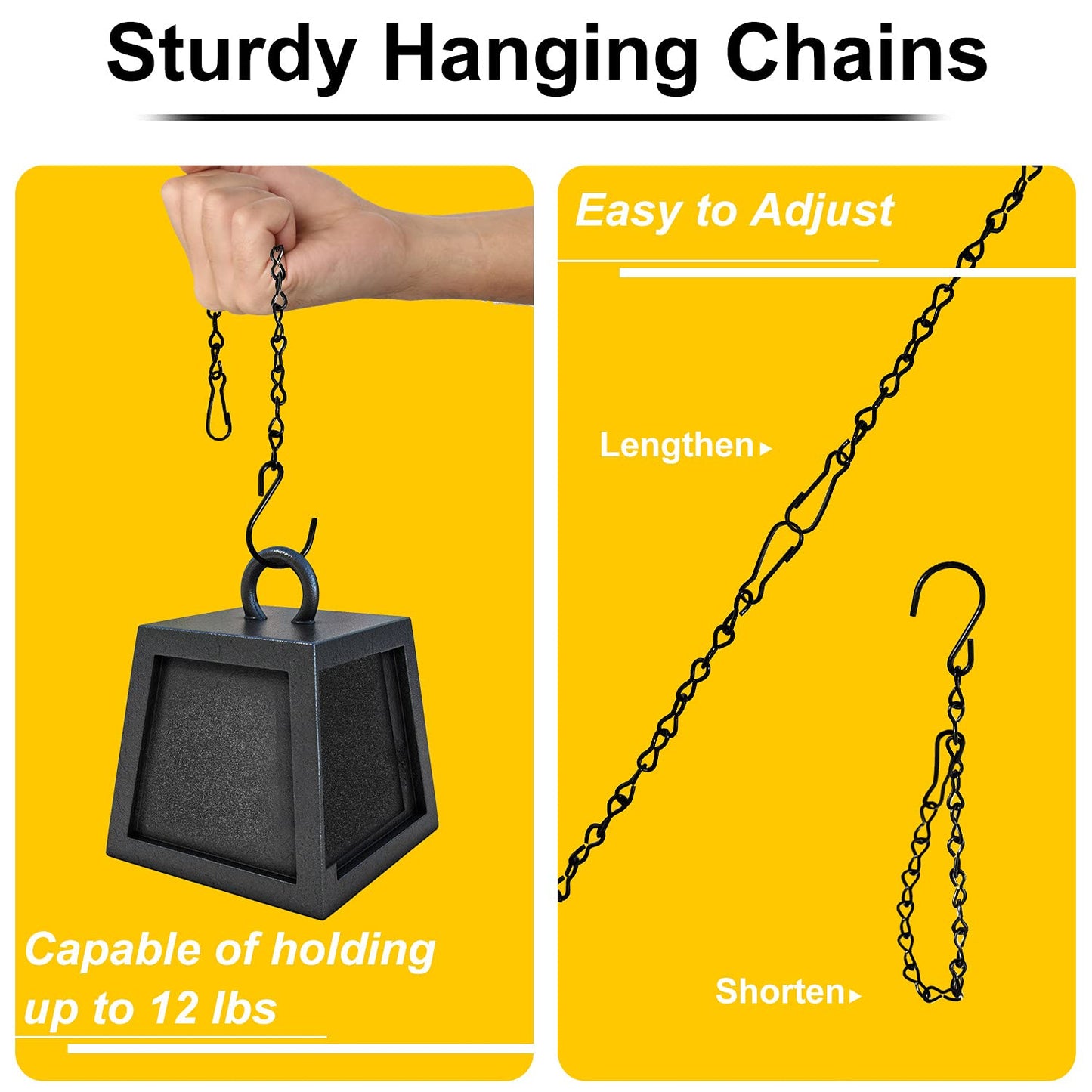 TAORISH 12 Pack 9.5 Inch Hanging Chain for Bird Feeders, Planters, Lanterns, Wind Chimes, Billboards, Chalkboards and Ornaments (Black)