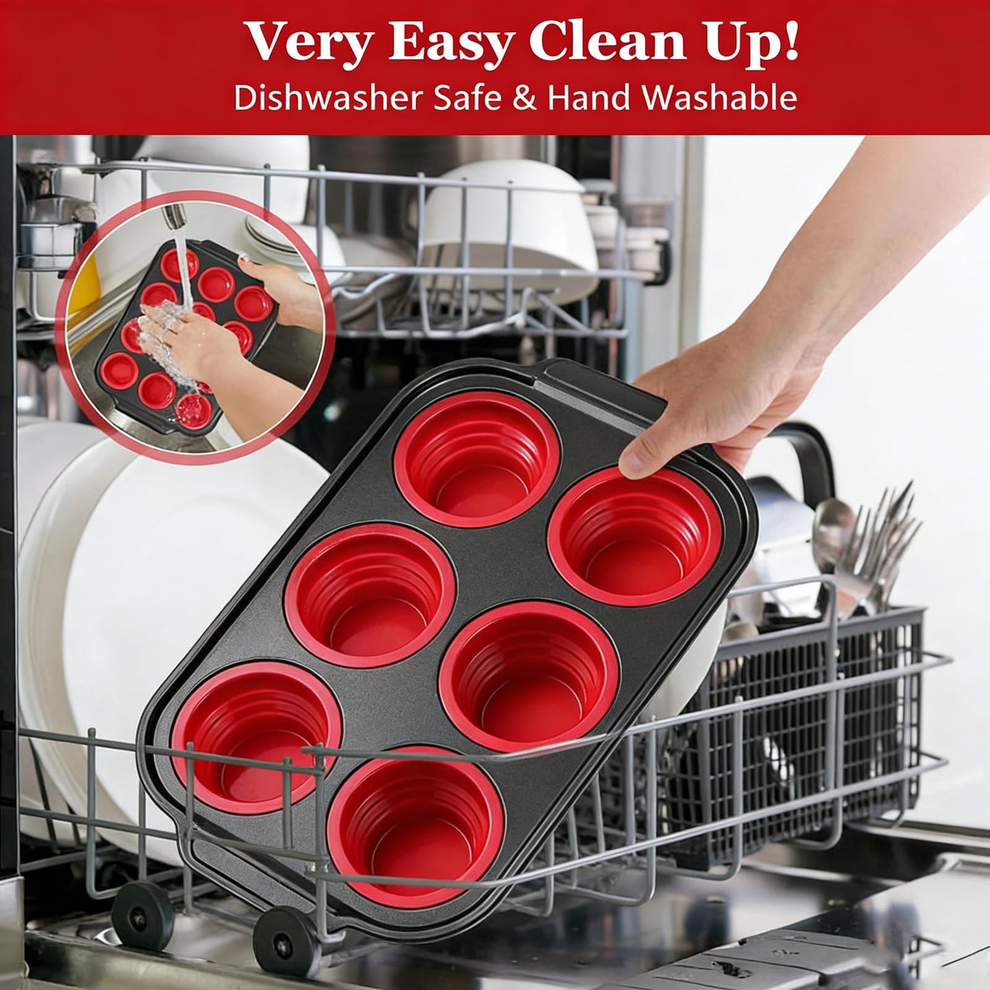 YiYeraio Silicone Muffin Pan, 6 Cups Muffin Pans for Baking with Metal Frame, Cupcake Pan, Egg Bite Molds, Muffin Tin Tray Easy to Pop Nonstick Non Toxic Bakeware for Oven