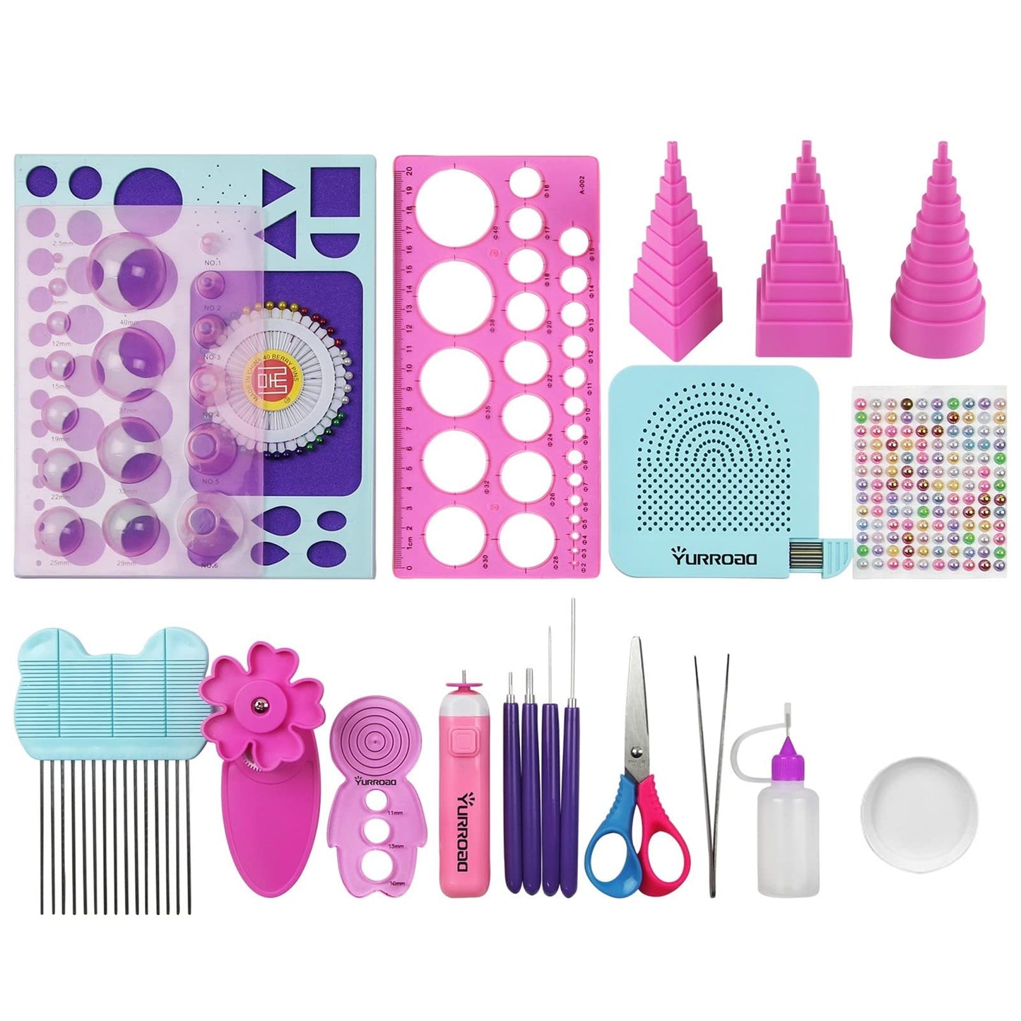 YURROAD 19PCS Paper Quilling Tools Kit with Electric Slotted Pen – Beginner & Advanced All-in-One Quilling Starter Set for Rolling, Shaping & 3D Paper Art at Home or Classroom