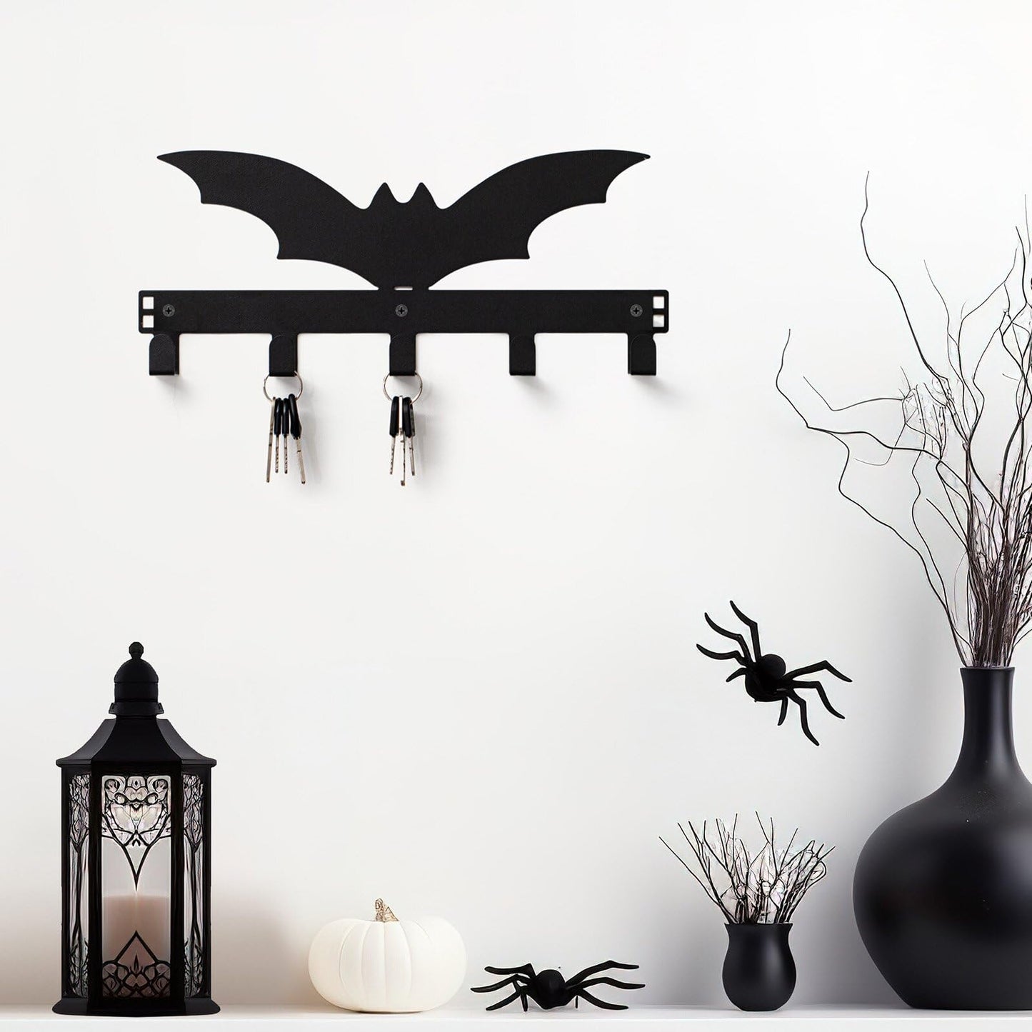 Reallnaive Gothic Bat Over The Door Hooks Goth Bathroom Decor Creepy Hanger Wall Mount Rack Holder for Towel, Hat, Coat, Cloth, Keychain, Bag, Home Organizer
