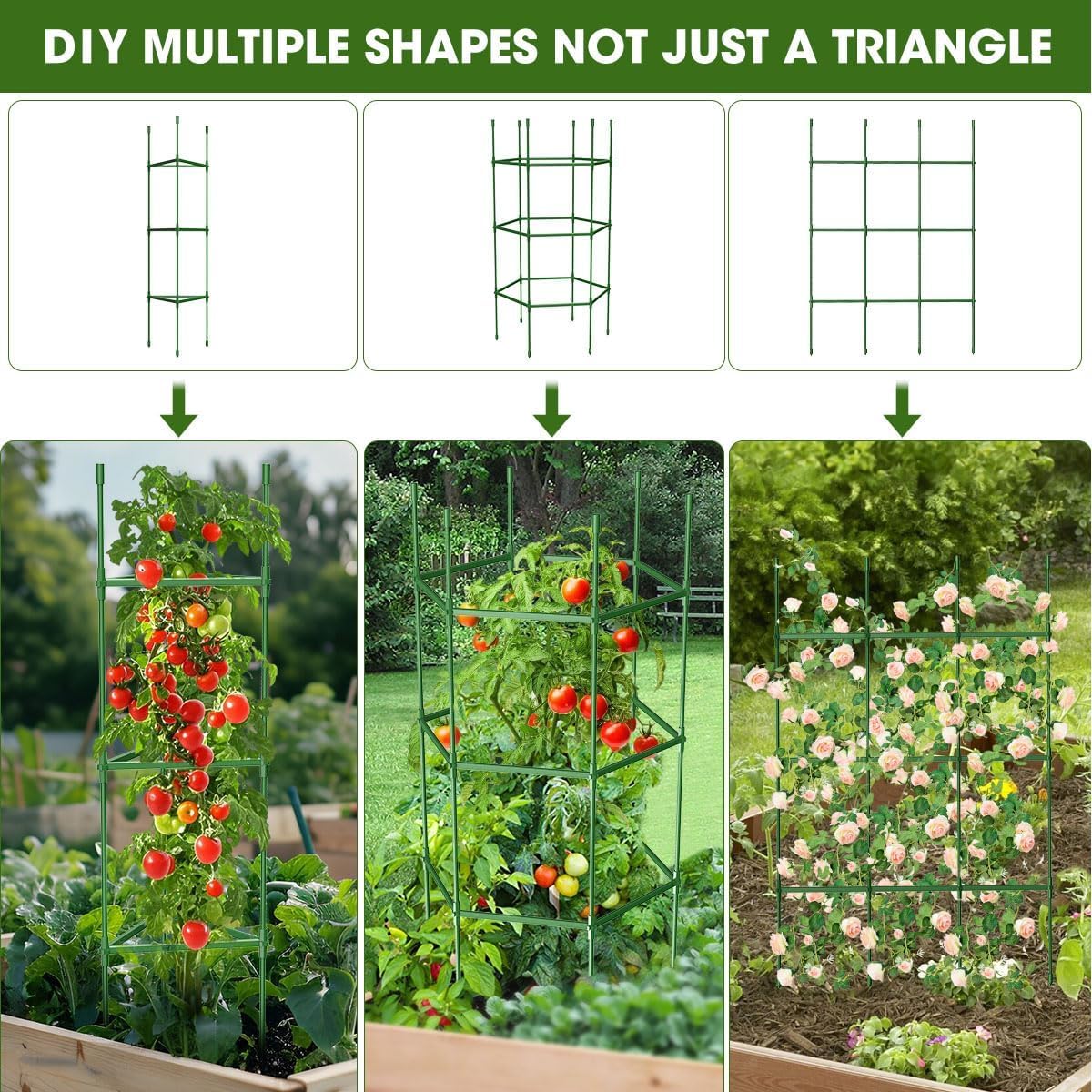 4PCS Tomato Cages for Garden, Tomato Trellis for Raised Garden Bed, 51.2" Tall Cage Plant Support for Pots, Gardening Supplies Trellis for Climbing Plants (4PCS，High: 51.2 Inch)