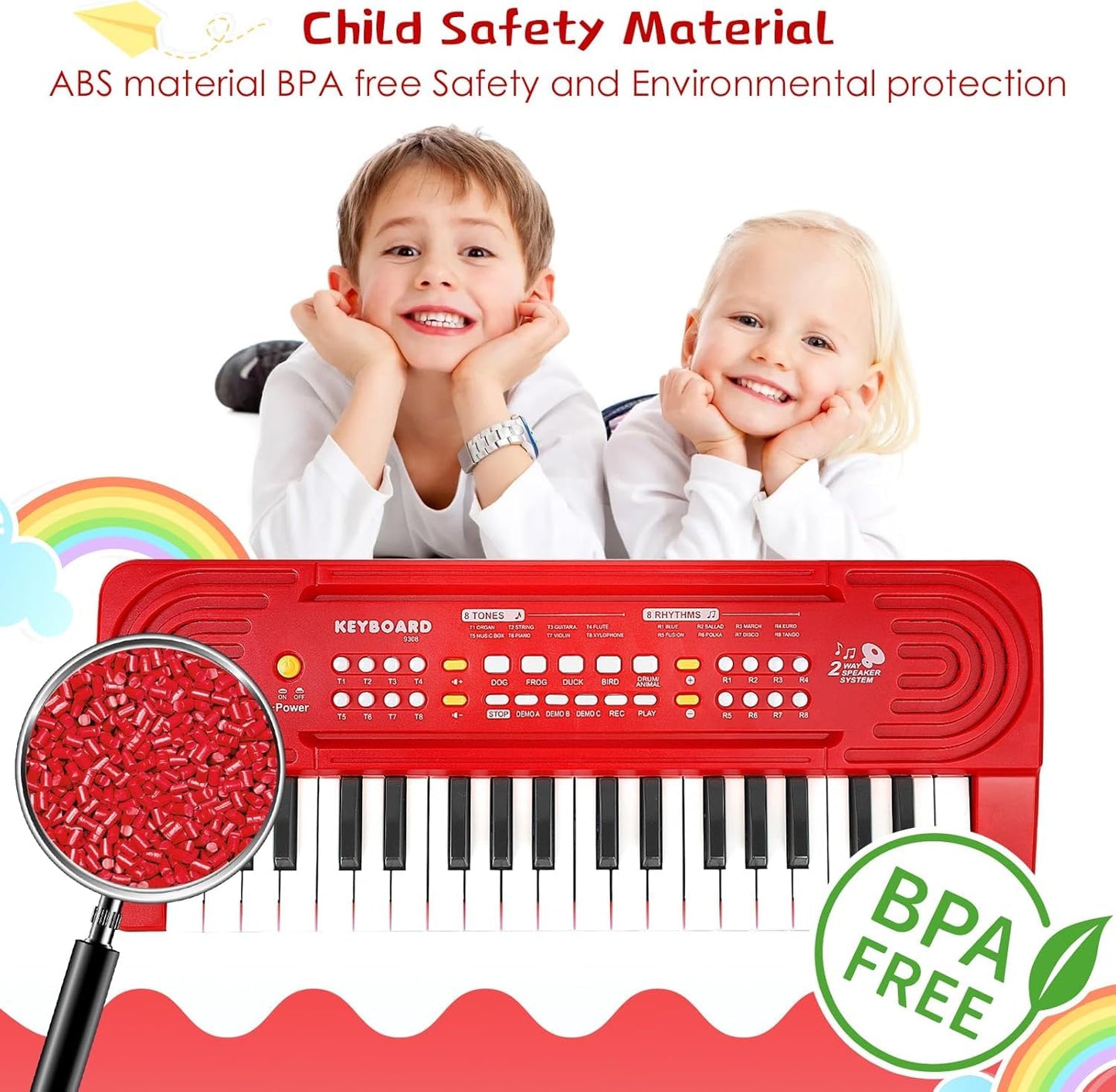 Kids Toddler Toy Piano Keyboard - 37 Key Pianos for Kid Music Toys Instruments with Microphone | Explore Creativity, Perfect Birthday for 3-8 Year Old (Red)