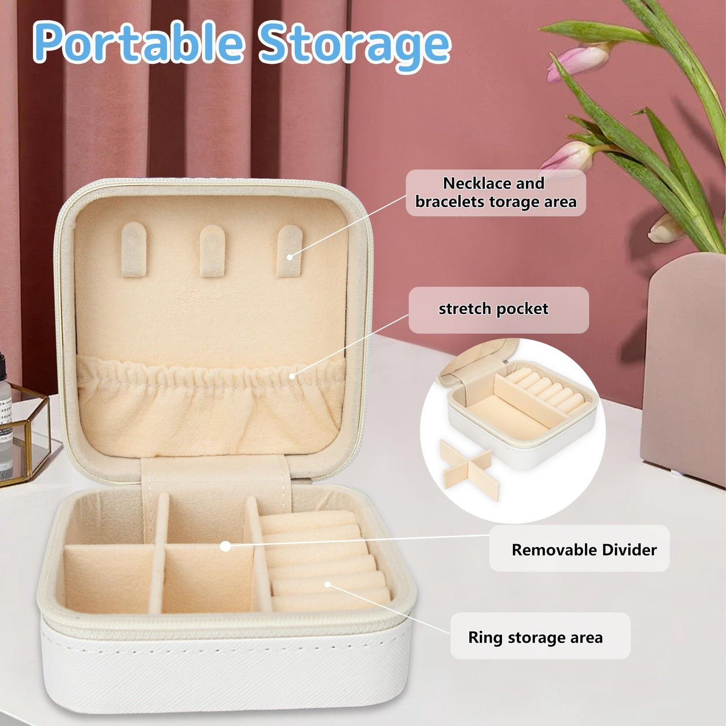 Yukriko 8 Pcs Bridesmaid Proposal Jewelry Gifts Boxes, Mini Travel Jewelry Case Poratble Earring Organizer for Women Bridesmaids Wedding Gifts