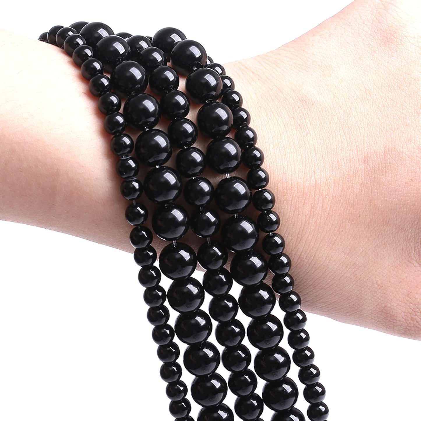 50PCS 8MM Natural Black Agate Stone Beads Round Loose Beads for welry Making DIY Bracelet Necklace Accessory 15 Inches