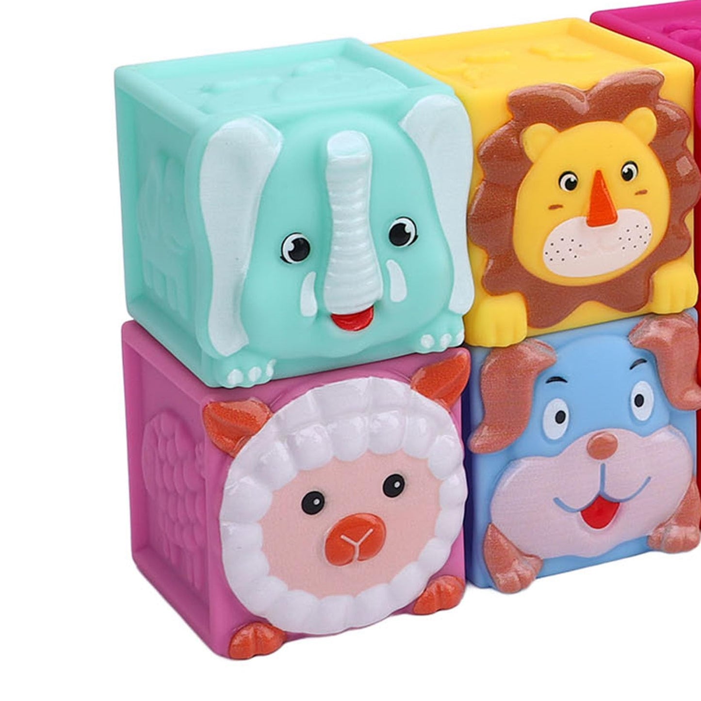 Zunate 12 Pcs Baby Blocks Stacking Building Toys, Educational Animal Stacking Blocks for Infants and Toddlers, Soft Plastic Developmental Playset