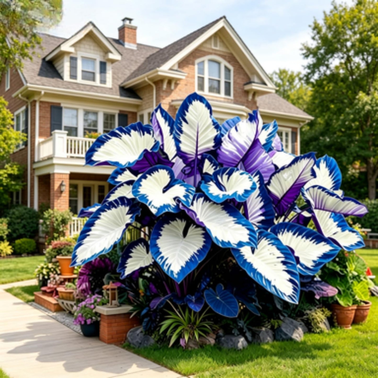 JWDSKT Fast Growing Elephant Ear Pattern - Excellent Landscaping Appeal, Ideal for Shade Gardens, Drought-Tolerant, Striking Colors and Patterns (6)