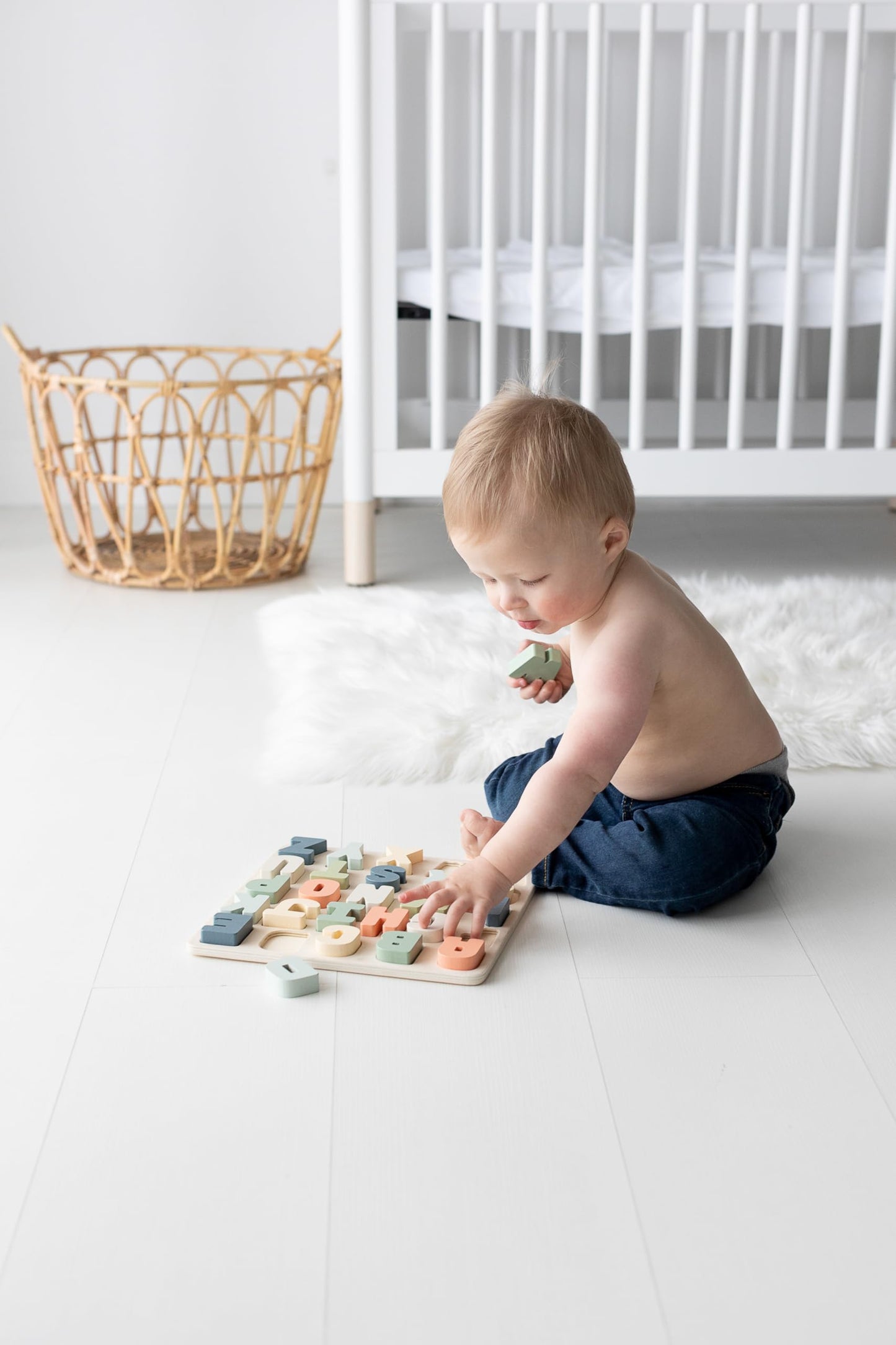 Pearhead Wooden Alphabet Puzzle, ABC Learning Toy for Toddlers, Montessori Educational Puzzle Board