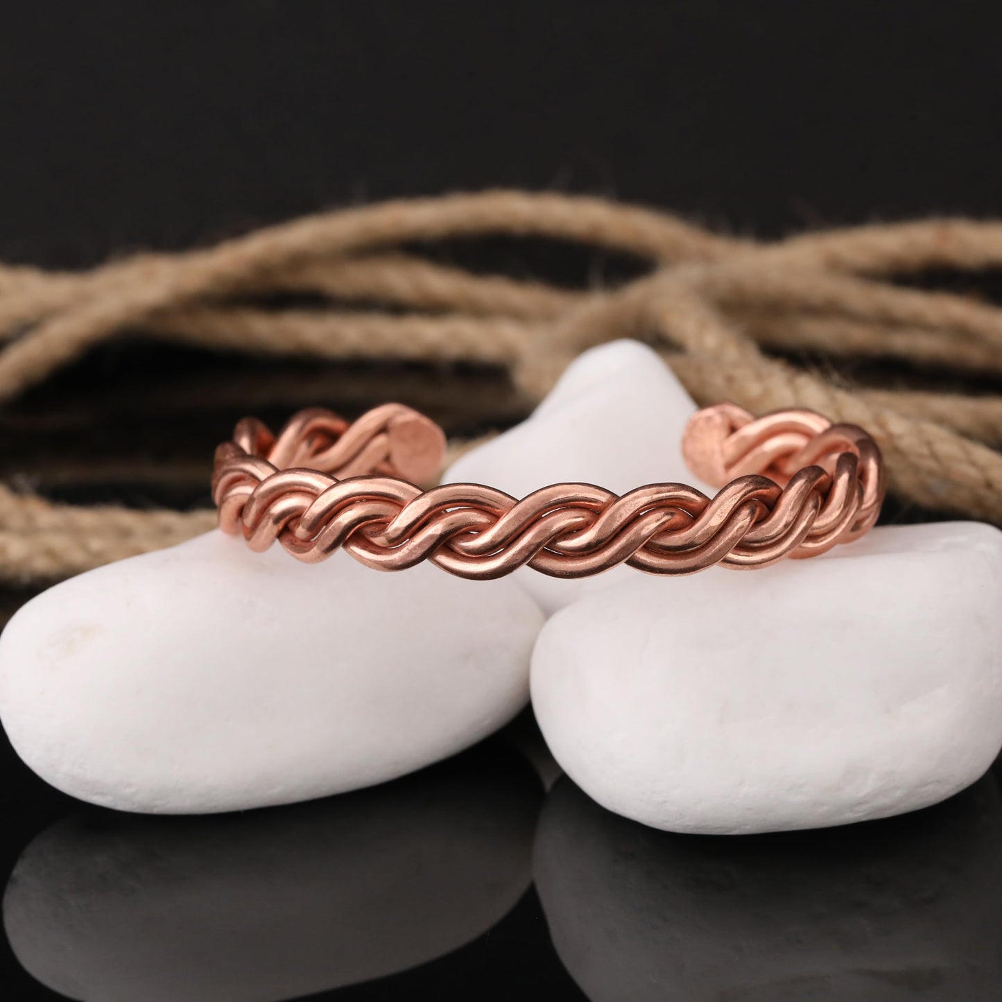 tunarts Handmade Elegant Copper Bracelet for Women and Men-Pure Copper Bracelet for Pain Relief-Adjustable,Thickest,Twisted Copper Wire Bracelet (red helix)
