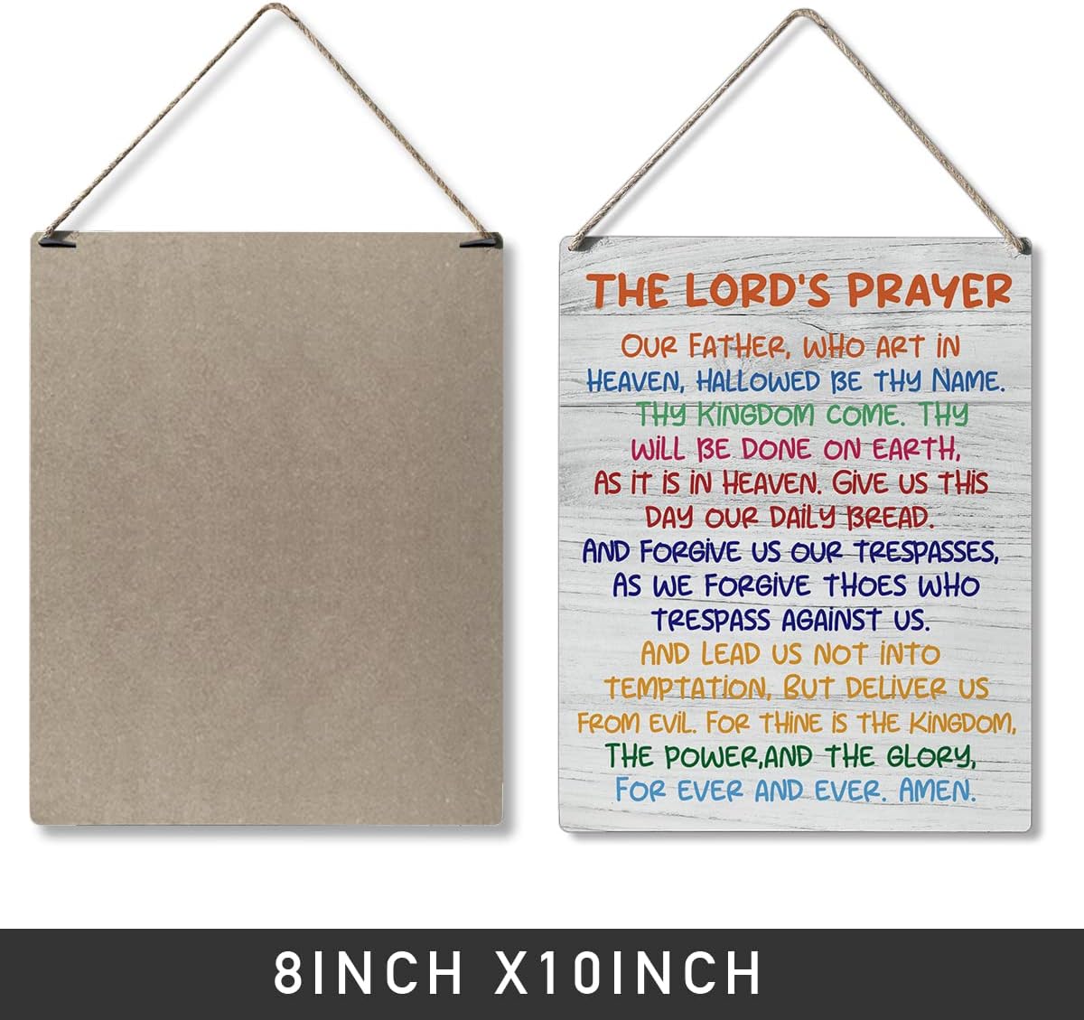 Inspirational Gift Signs the Lord's Prayer Our Father Who Art in Heaven Hallowed Be Thy Name Wooden Hanging Sign Religious Scripture Art Wall Home Decoration 10 x 8 Inches…