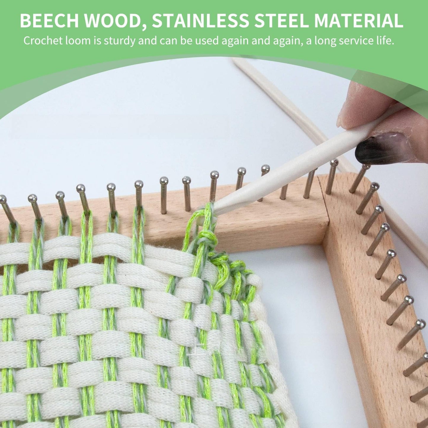 HERCHR Wooden Knitting Loom, Wooden Loom Frame Weaving Loom DIY Solid Wood Multifunctional Blanket Crochet Loom Knitting Board Loom Tool for DIY Weaving Beginner Children Adults, 20 * 20cm