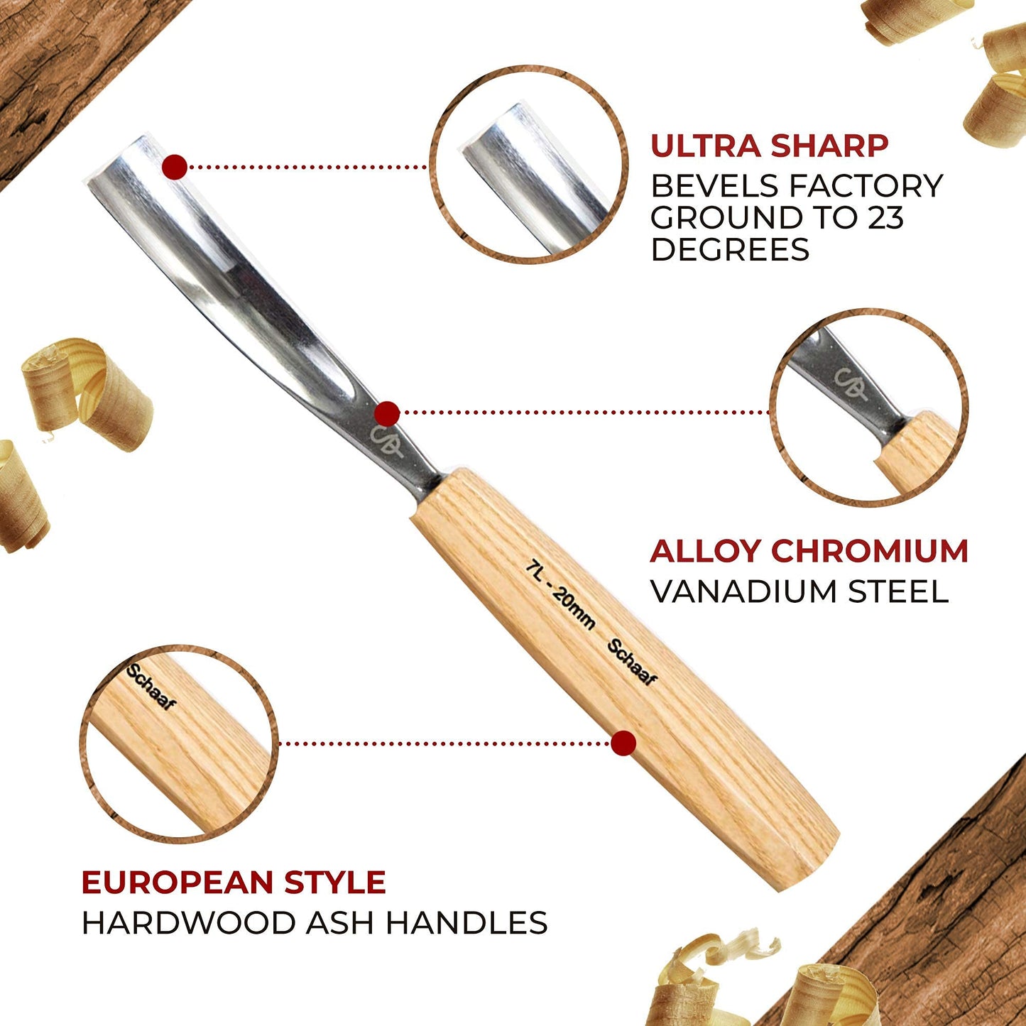 Schaaf Tools 7pc Expansion Carving Set and Schaaf Tools 12pc Foundation Carving Set Bundle