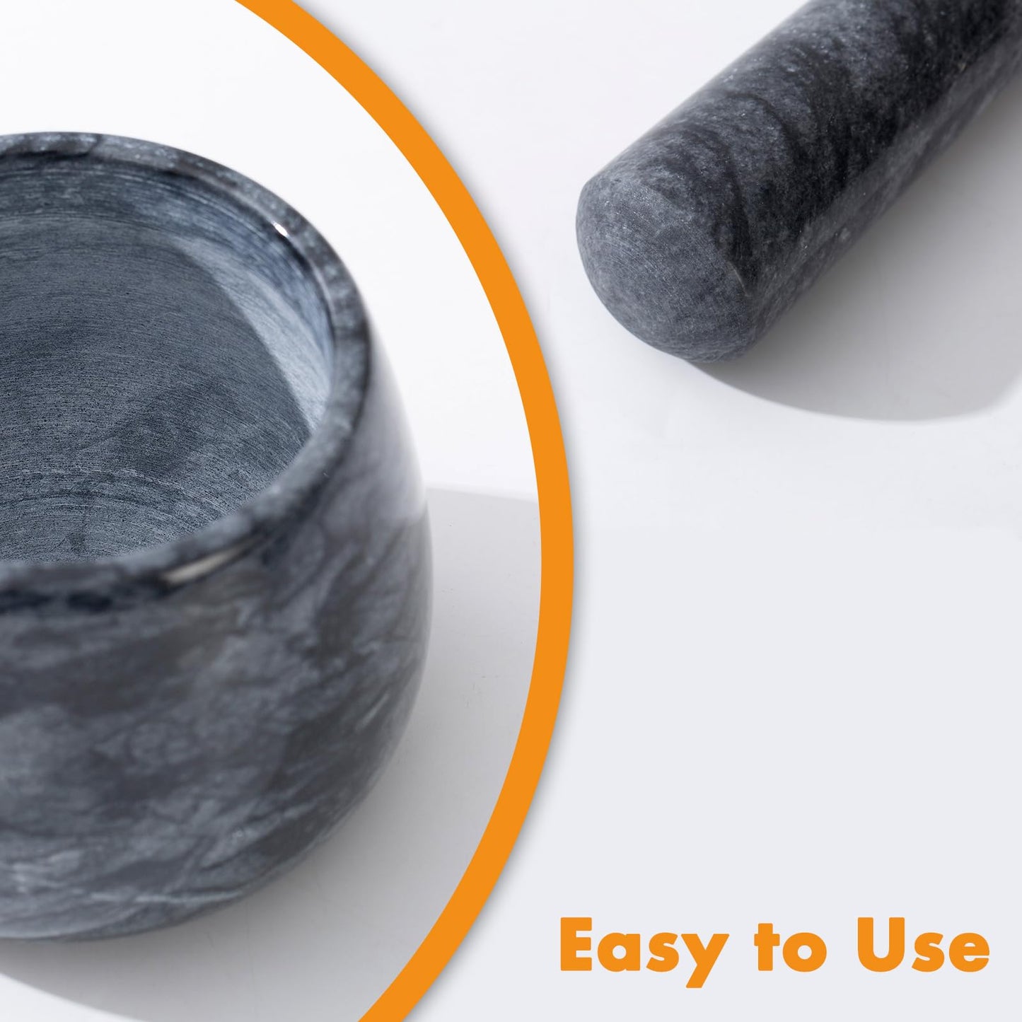 Fasolahome Heavy Duty Mortar and Pestle, Natural Marble Mortar and Pestle Set, Spice Herb Grinder Make Fresh Guacamole, Salsa, Pesto, Stone Grinder Bowl, 1.5 Cup