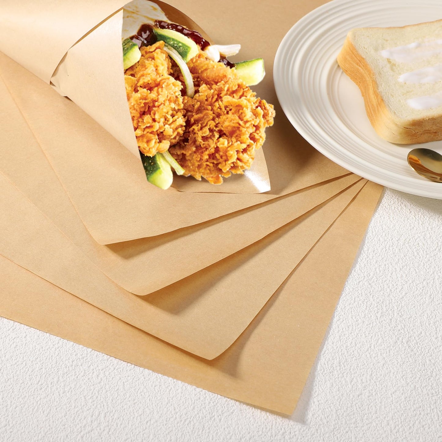 EUSOAR Food Service Butcher Paper, 200 Sheets 11.6" x 11.2" Soap Wrapping Paper, Hamberger Sandwich Wraps, Food Basket Liners, Wrapping Tissue, Square Deli Colored Wax Paper Sheets