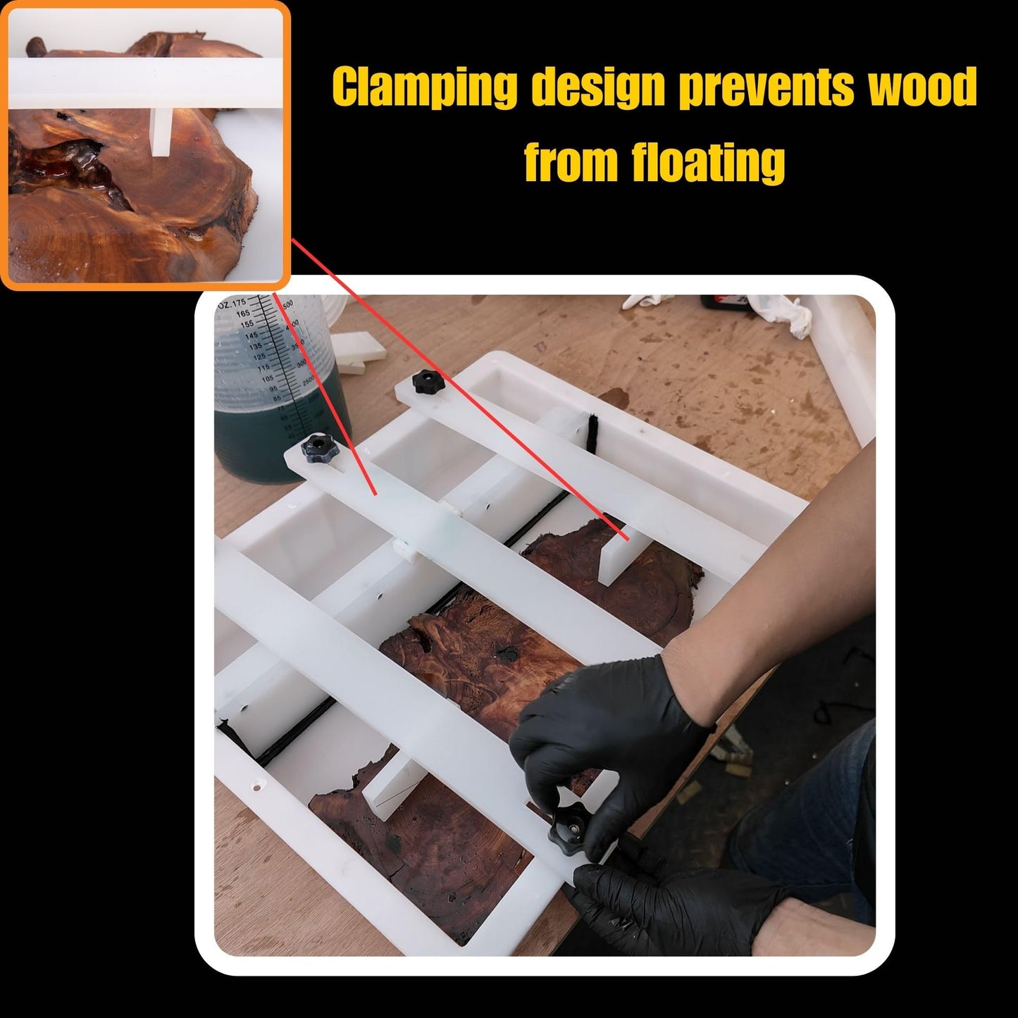 Kalinta Epoxy Mold with Divider Adjustable - 19x11x3 in No-Seal Large Resin Mold Integrated Clamping System - Perfect for Beginners & Experienced Artists Alike - Ideal for Creative Resin Art Projects