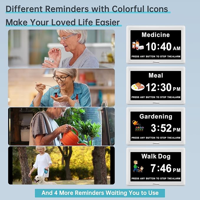 Soobest Dementia Clocks for Seniors, 7” Digital Date Clock Large Display