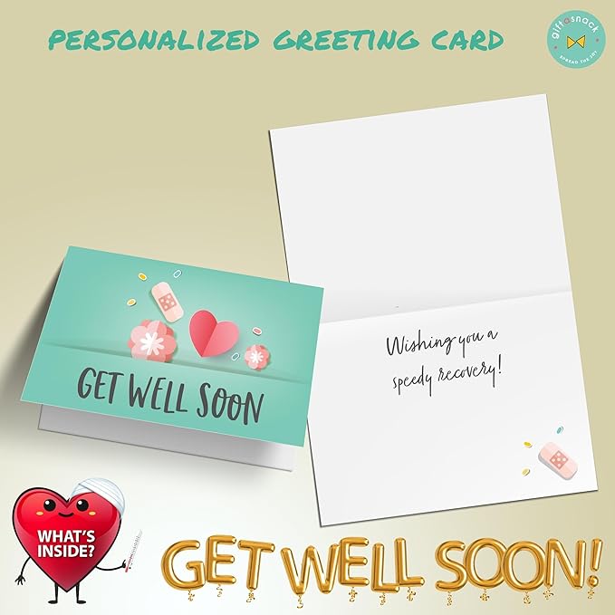 Gift A Snack - Get Well Soon Snack Box Variety Pack Care Package + Greeting Card (60 Count) Feel Better Sweet Treats Gift Basket, Candies Chips Crackers Bars - Cravy Food Assortments & Variety Gifts