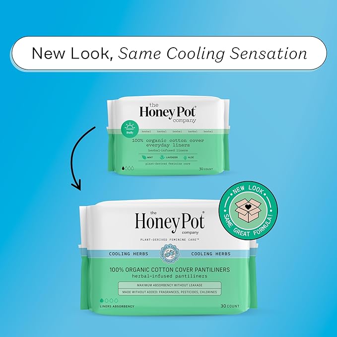 The Honey Pot Company - Herbal Everyday Panty Liners for Women - Infused w/Essential Oils for Cooling Effect & Organic Cotton Cover - Feminine Care - FSA & HSA Eligible - 30 ct