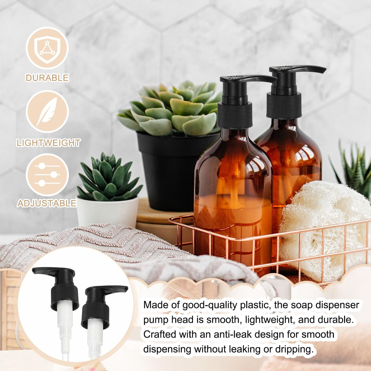 16 Pcs Soap Dispenser Pump Heads Soap Dispensers Top Pumps Replacement Switch Pumphead for Standard 24 (16 Count)