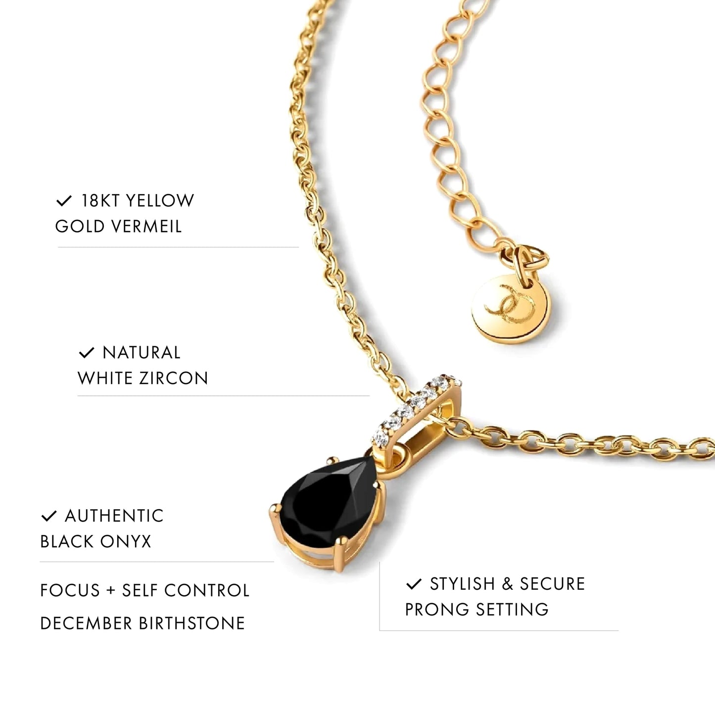 Moon Magic - Authentic Moonstone Necklace for Women | Onyx, Black Obsidian Necklaces/Real 925 Sterling Silver/18k Rose and Yellow Gold Enchanted Crystal Necklace for Women | Genuine Gemstone Jewelry