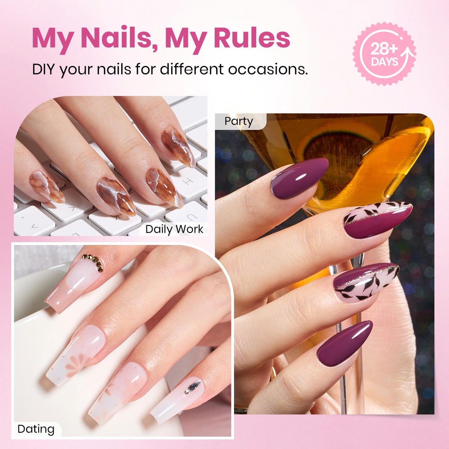 Beetles Gel Nail Tips Flat-X - Almond Coffin Medium, 320pcs 16 Sizes, Pre-Etched Half Matte Full Cover Soft Acrylic False Nail Tips Easy DIY Press on Nail Extension Salon for Flat & Natural Nail Beds