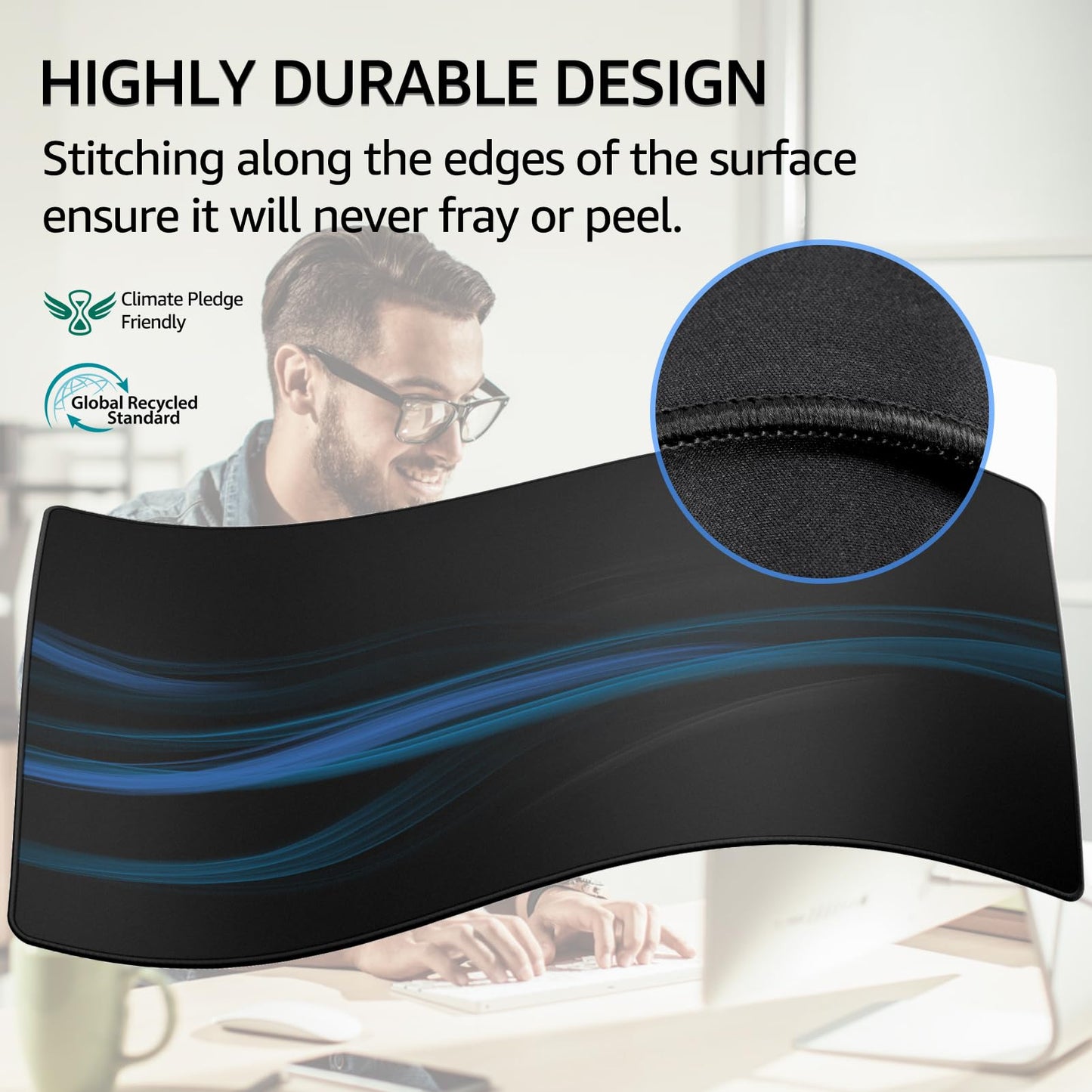 KTRIO Large Gaming Mouse Pad Desk Mat, Superior Micro-Weave Cloth for Precise Mouse Control, Non-Slip Rubber Base, Stitched Edges, Water-Resistant, for Gamer, Office & Home, 31.5" x 15.7" inches