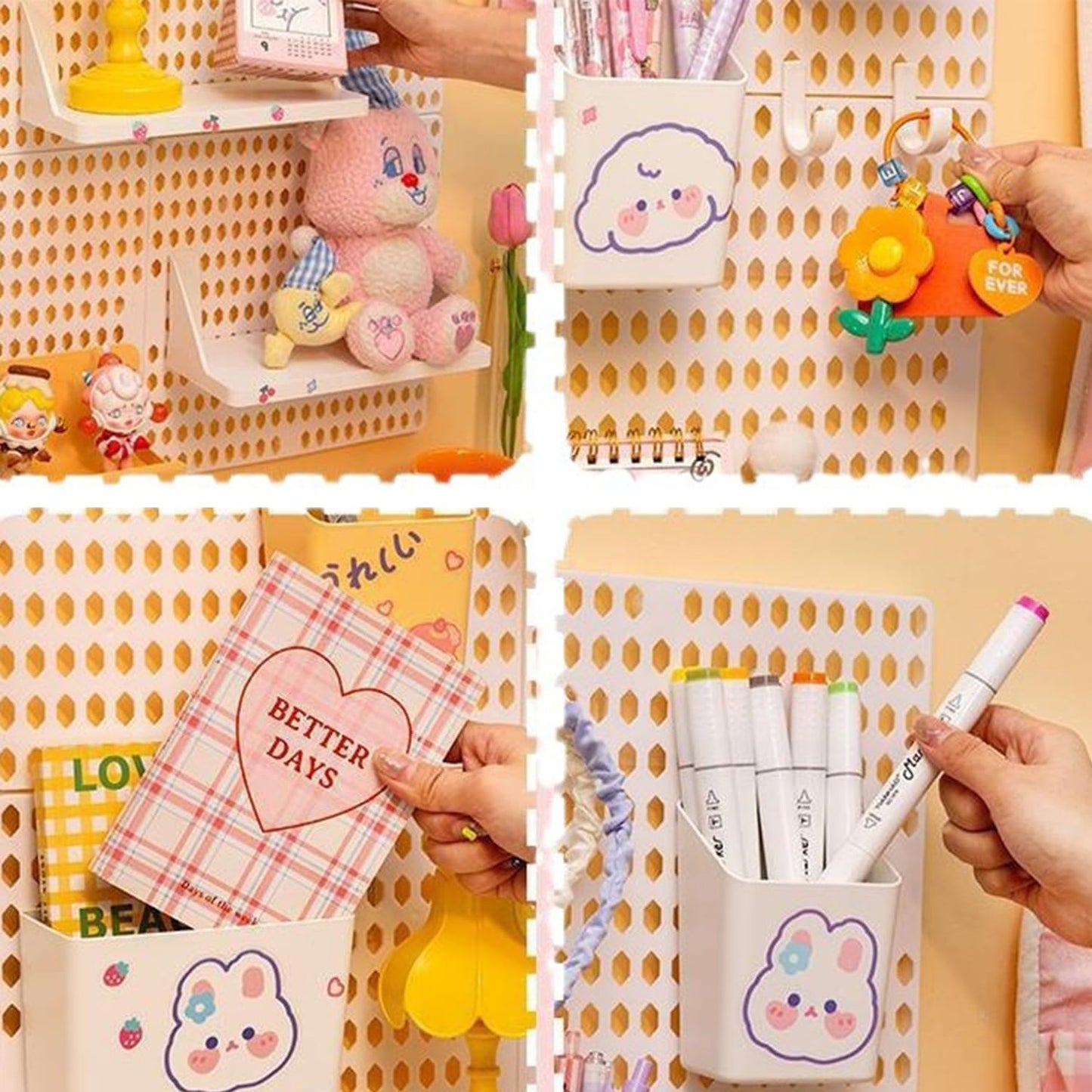 Halyuhn PegBoard Wall Organizer, Plastic Wall Pegboard Kit, 2 White Pegboard and 10 Pegboard Accessories, Wall Mount Pegboard with Hooks, Wall Display Peg board for Home and Office, 19.5” x 9.5”