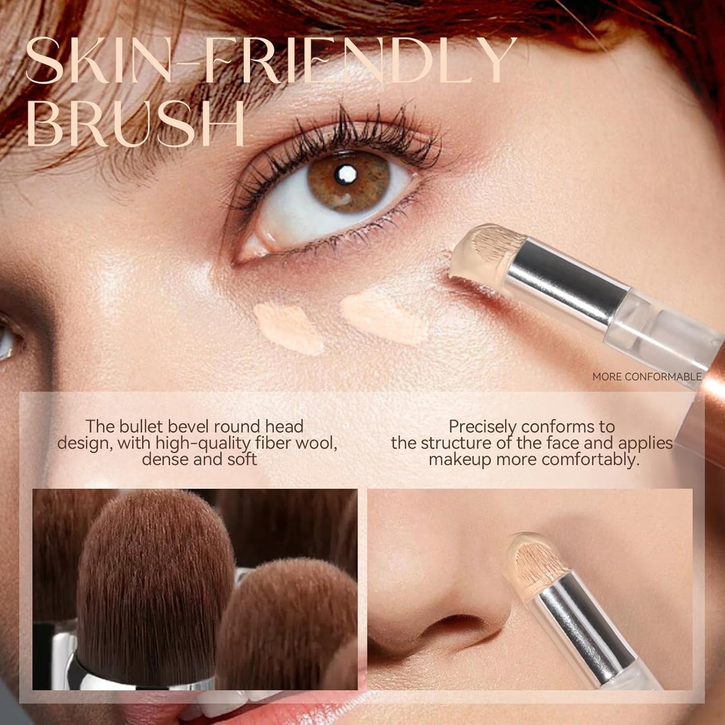 Foundation Makeup,Soft Beige Full Coverage Foundation Makeup（Built-in brush）Vegan & Cruelty-Free-Oil Control Flawless Concealer Cover Facial,Natural Blemish Face Makeup(05#)