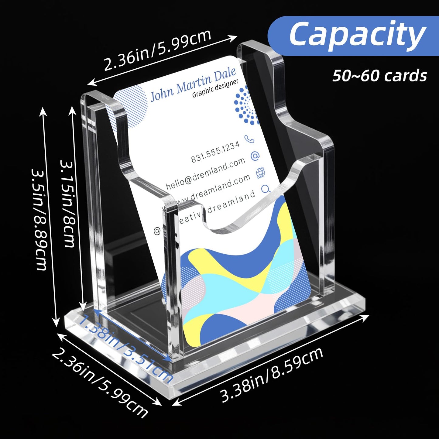 zisiueel 4 Packs Acrylic Business Cards Holders for Desk, Vertical Clear Busines Name Card Display Stand, Desk Accessory Business Name Card Organizer (Vertical, 1-Slot)