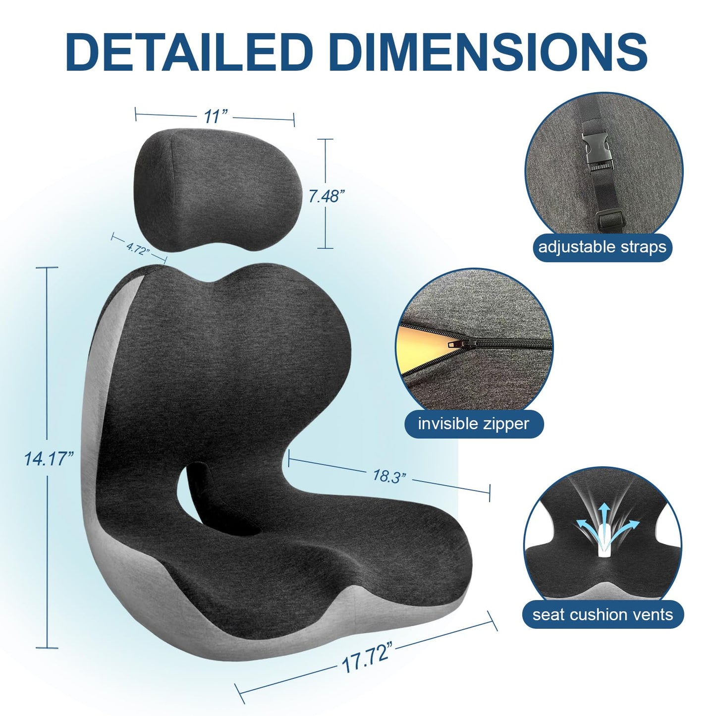 Wacalarda Truck Seat Cushion for Long Driving, Cushion for Car Seat Driver for Comfort, Made of Memory Foam, for Tailbone, Back, and Sciatica